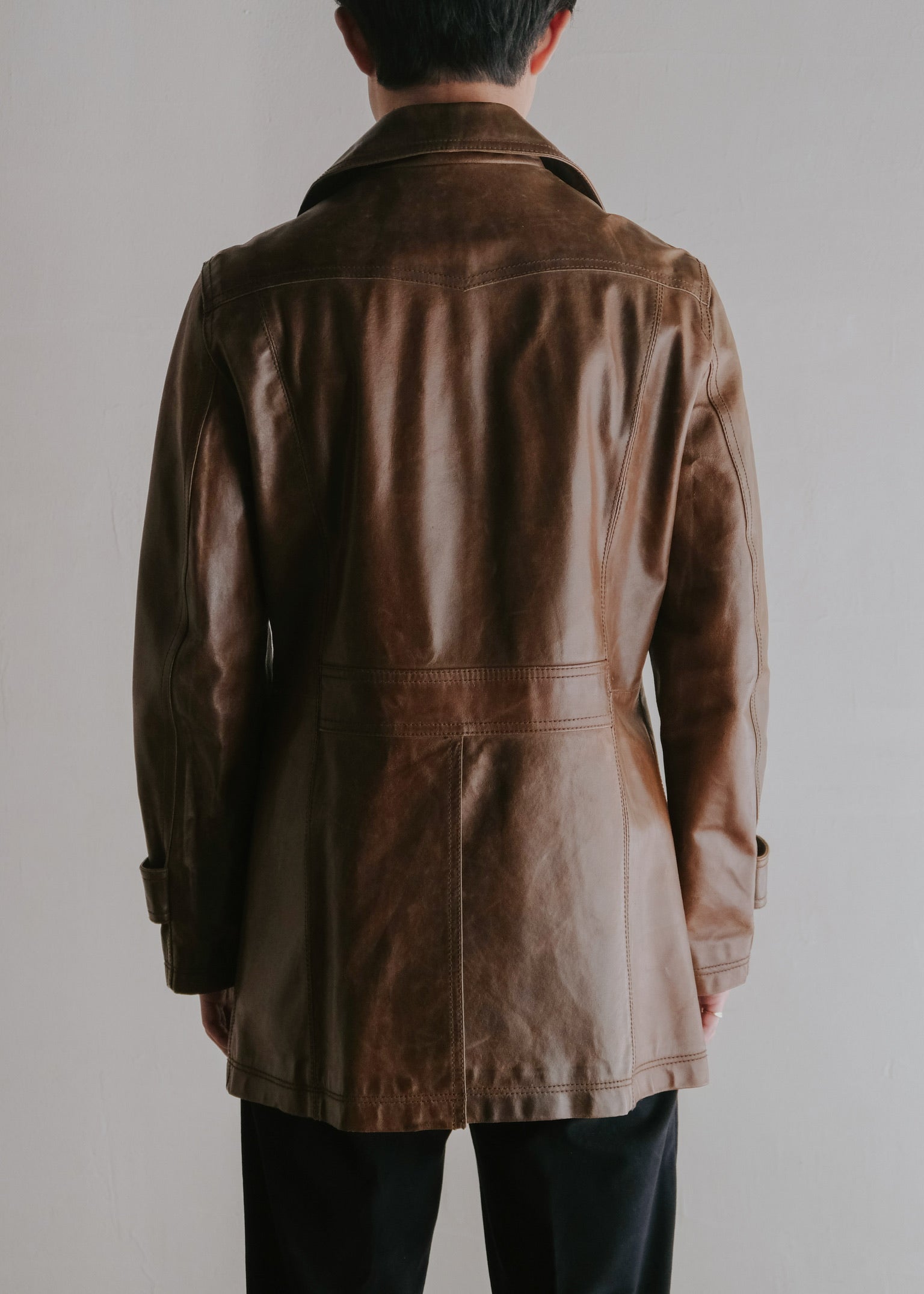 90’s MONSIEUR NICOLE cow leather pea coat