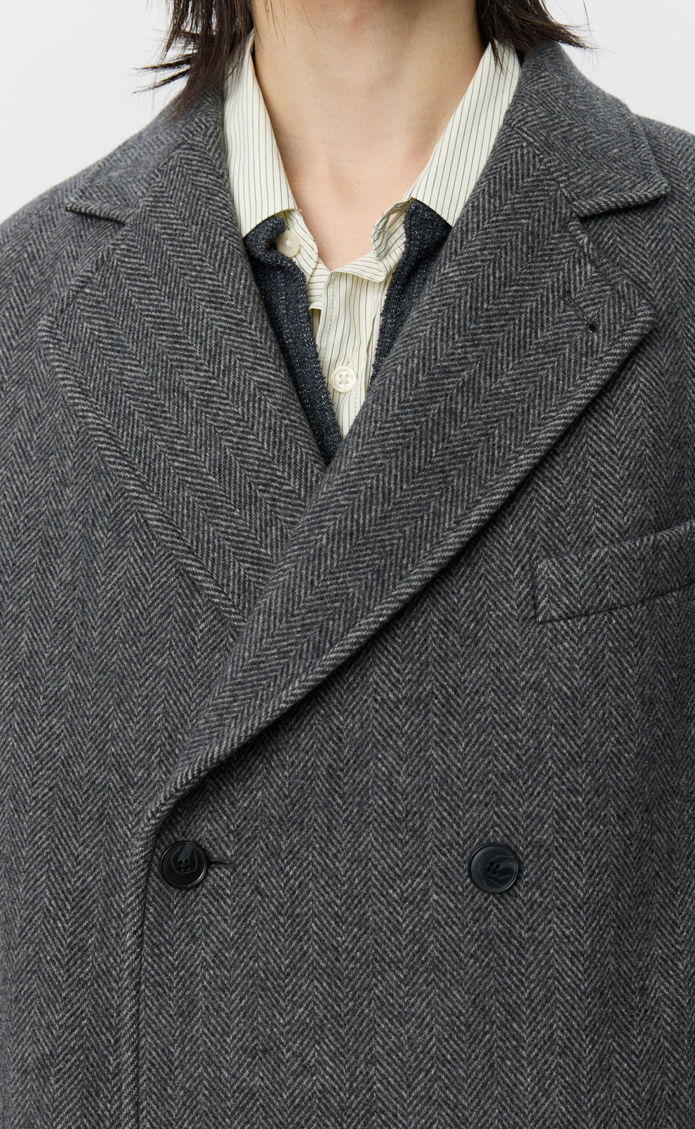 mfpen 26AW Conference Coat / Grey Herringbone