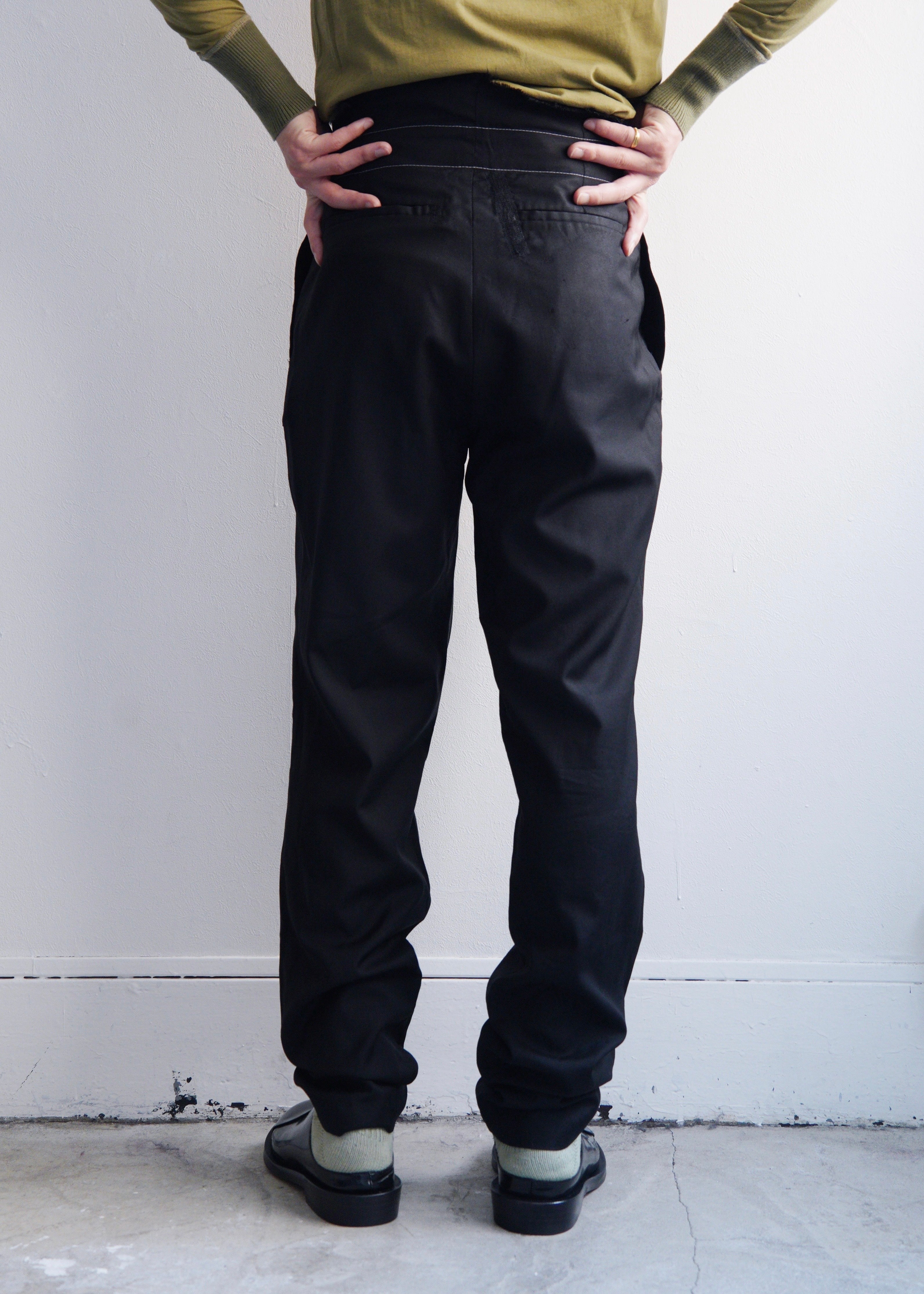 00's KRISVANASSCHE wool stitch wide tapered slacks