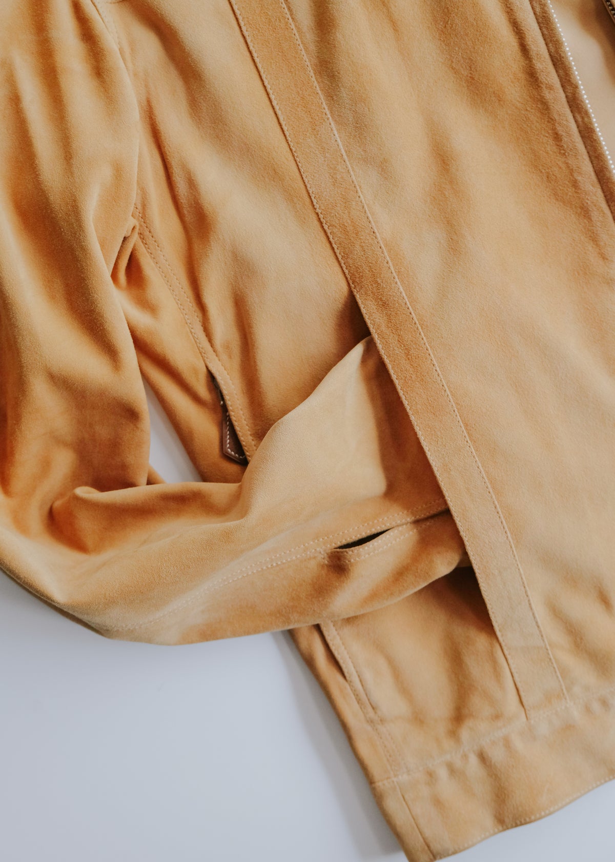 HERMÈS エルメス 90-00年代 Reindeerskin スウェード zip up double pocket ジャケット メンズ