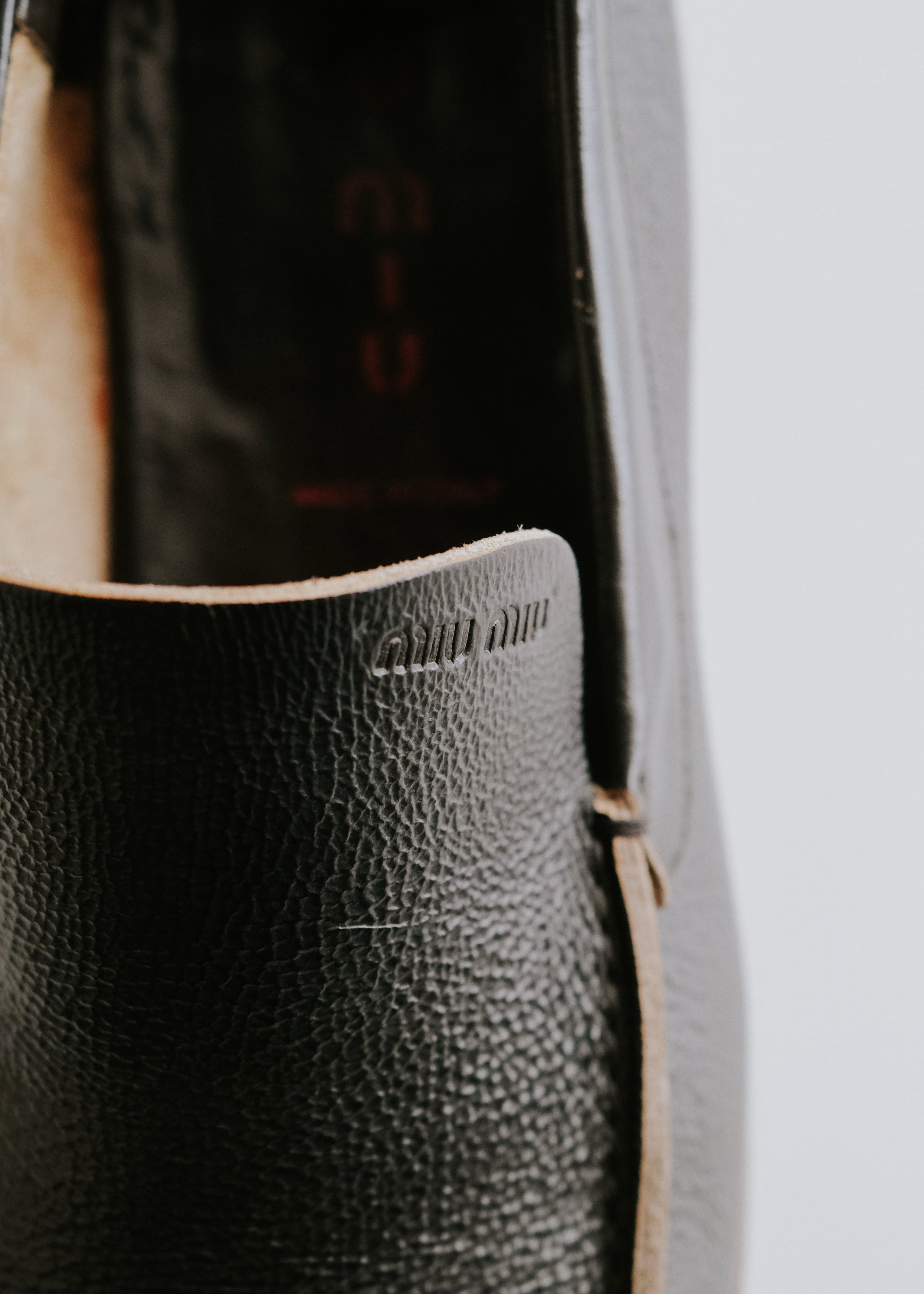 90’s MIU MIU square toe slip-on leather shoes