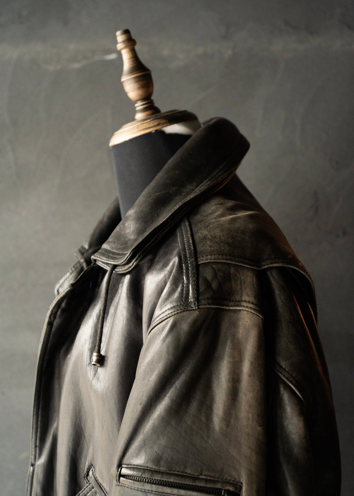 80-90's RUFFO fly front hooded leather blouson