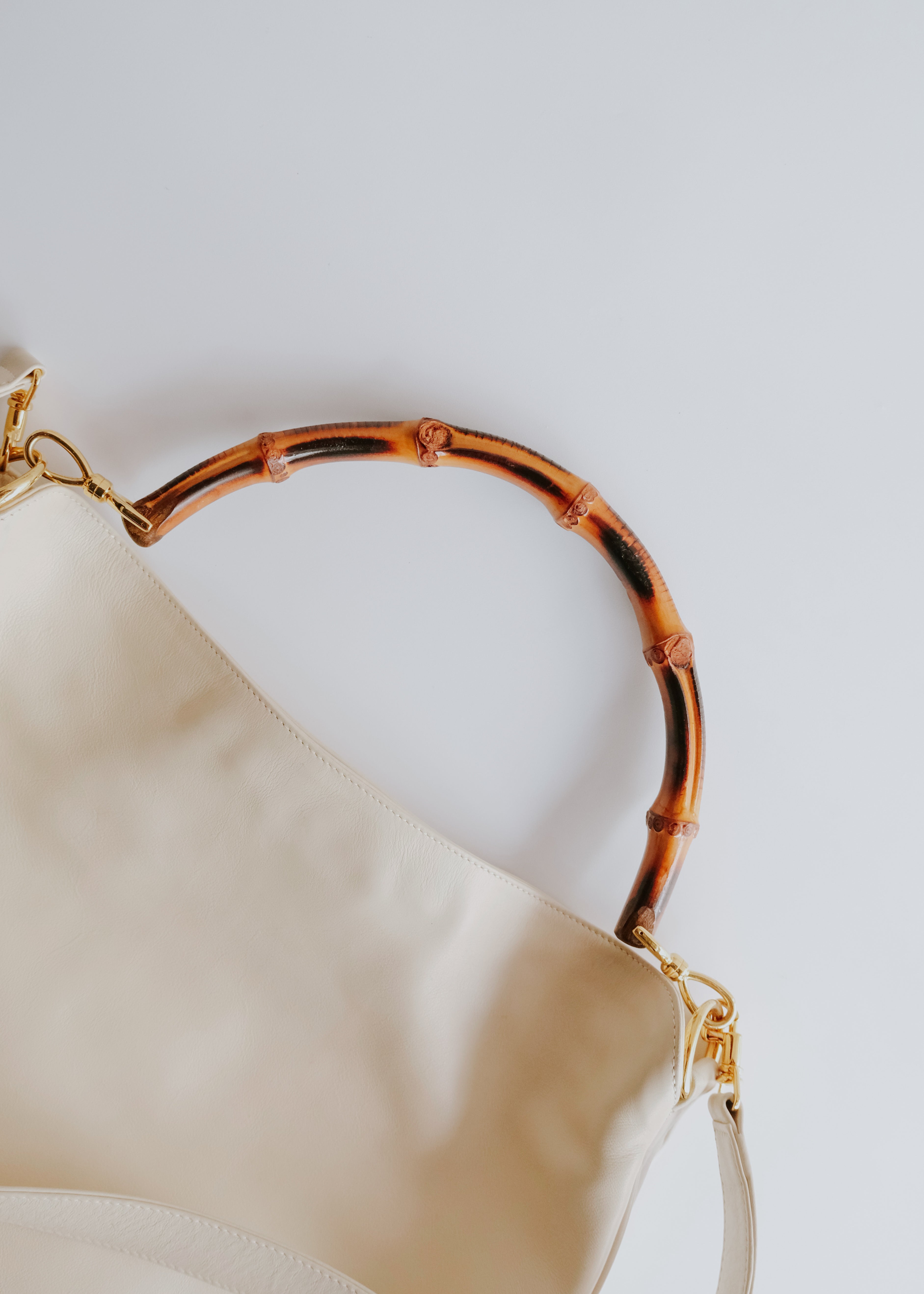 90-00's GUCCI leather 2way bag with bamboo handle