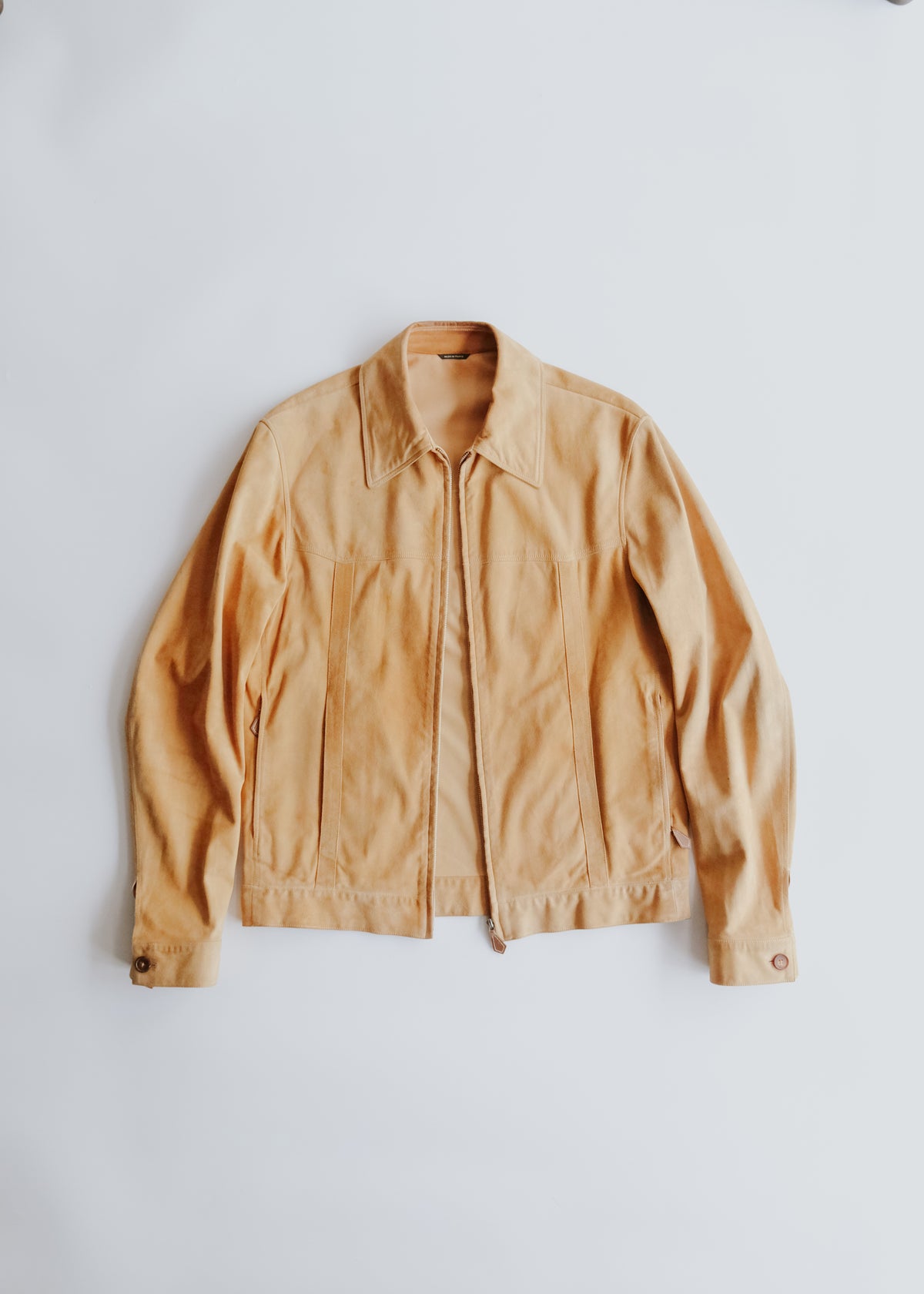 HERMÈS エルメス 90-00年代 Reindeerskin スウェード zip up double pocket ジャケット メンズ