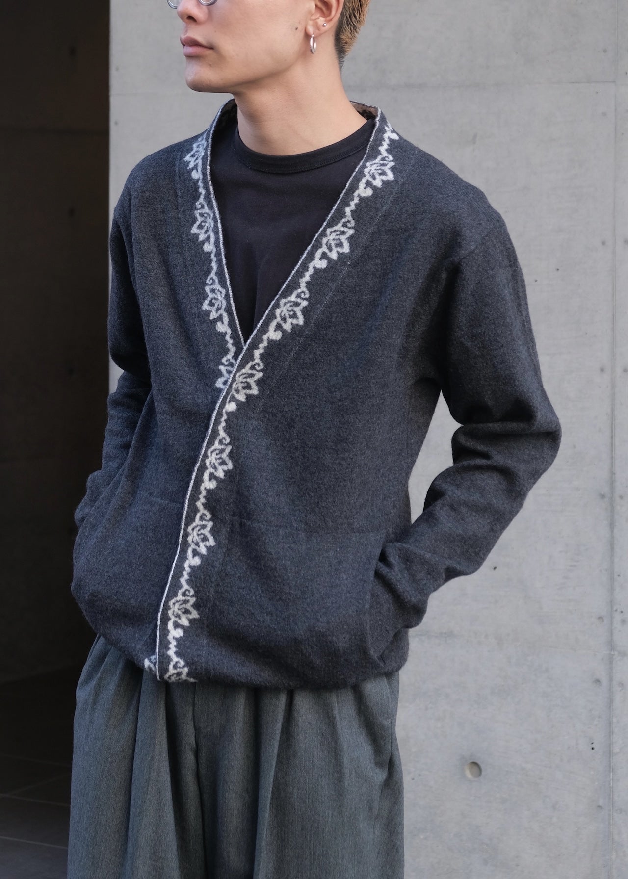 Y's for men 04AW pattern collar wool cardigan