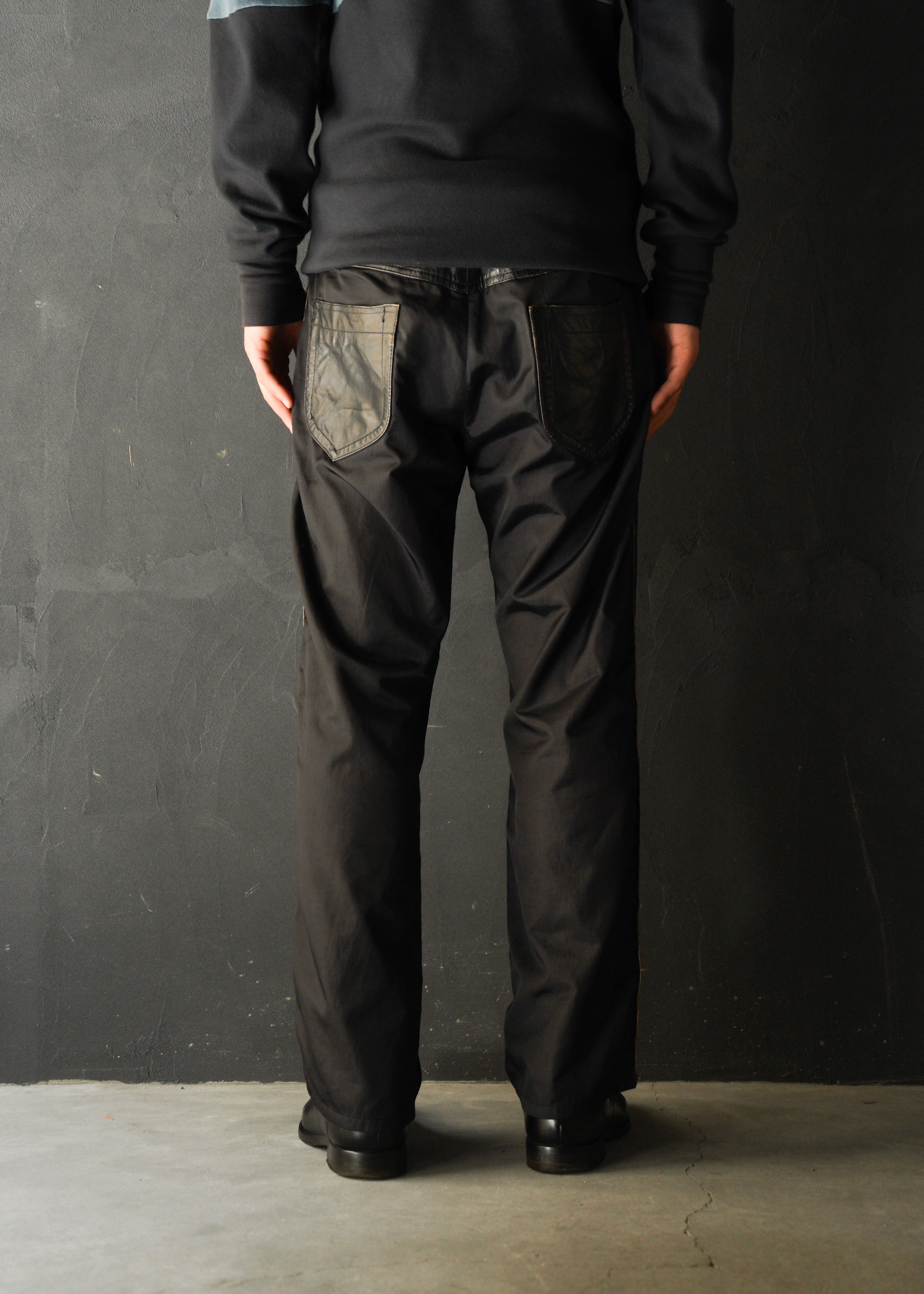 Martin Margiela 07SS switching leather nylon trousers