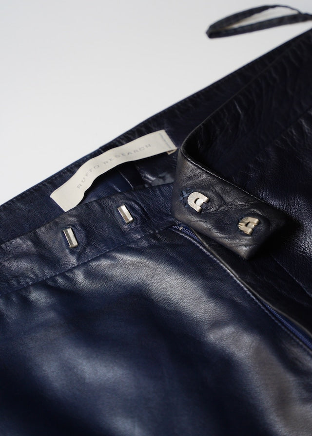 RUFFO RESEARCH 01SS piping straight leather trousers by Sophia Kokosalaki