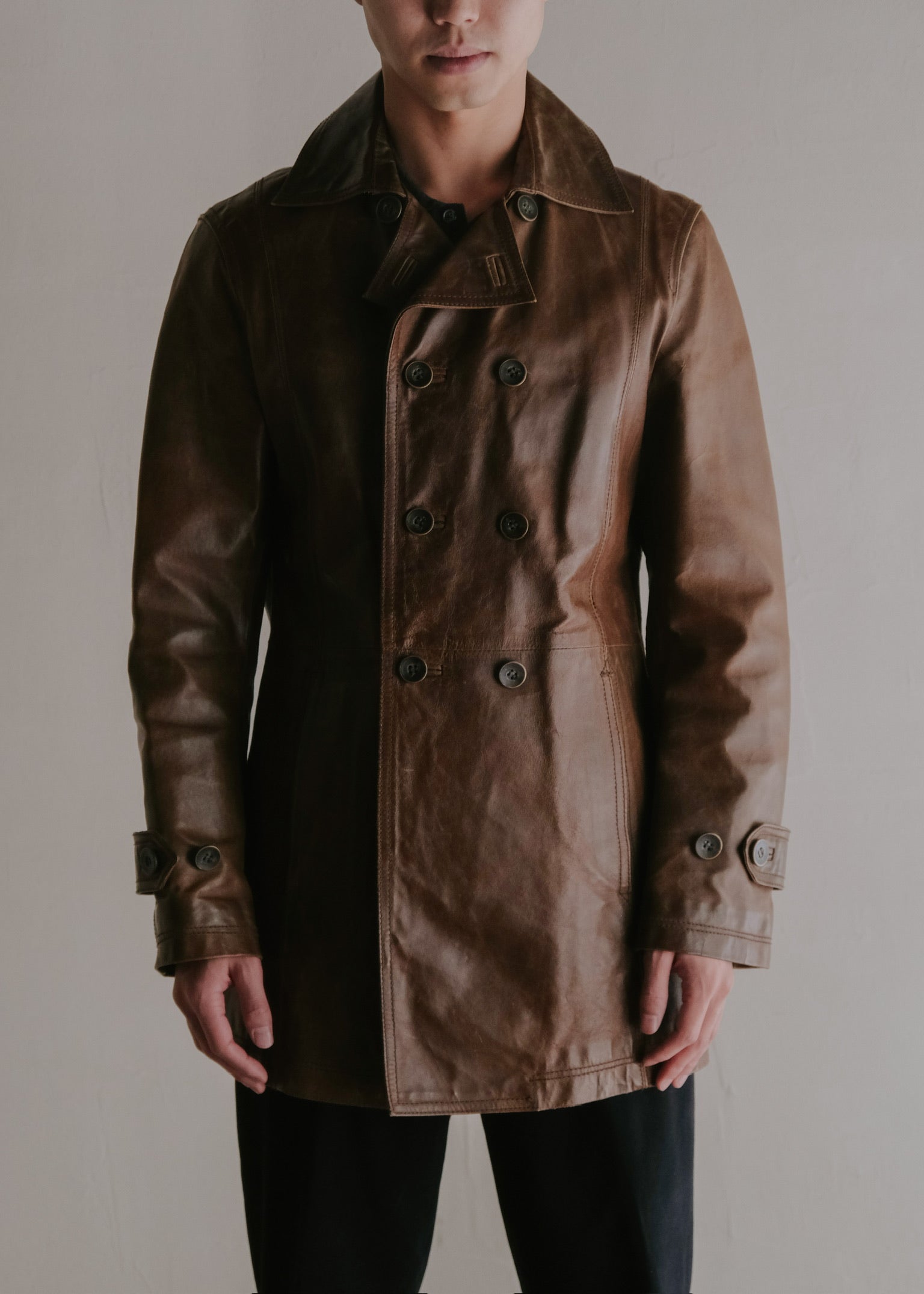 90’s MONSIEUR NICOLE cow leather pea coat