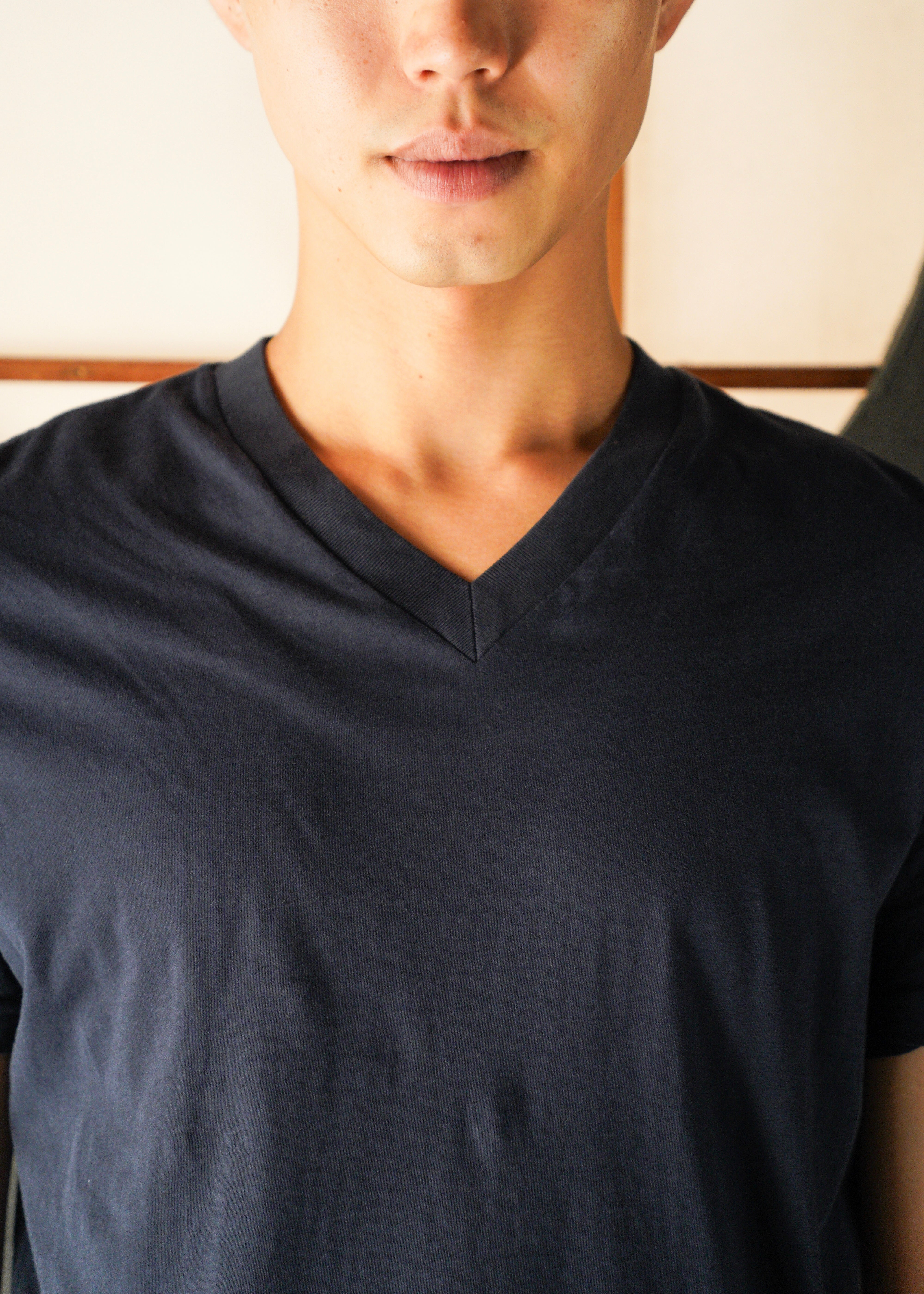 PRADA 2015 triangle patch v neck cotton T-shirt