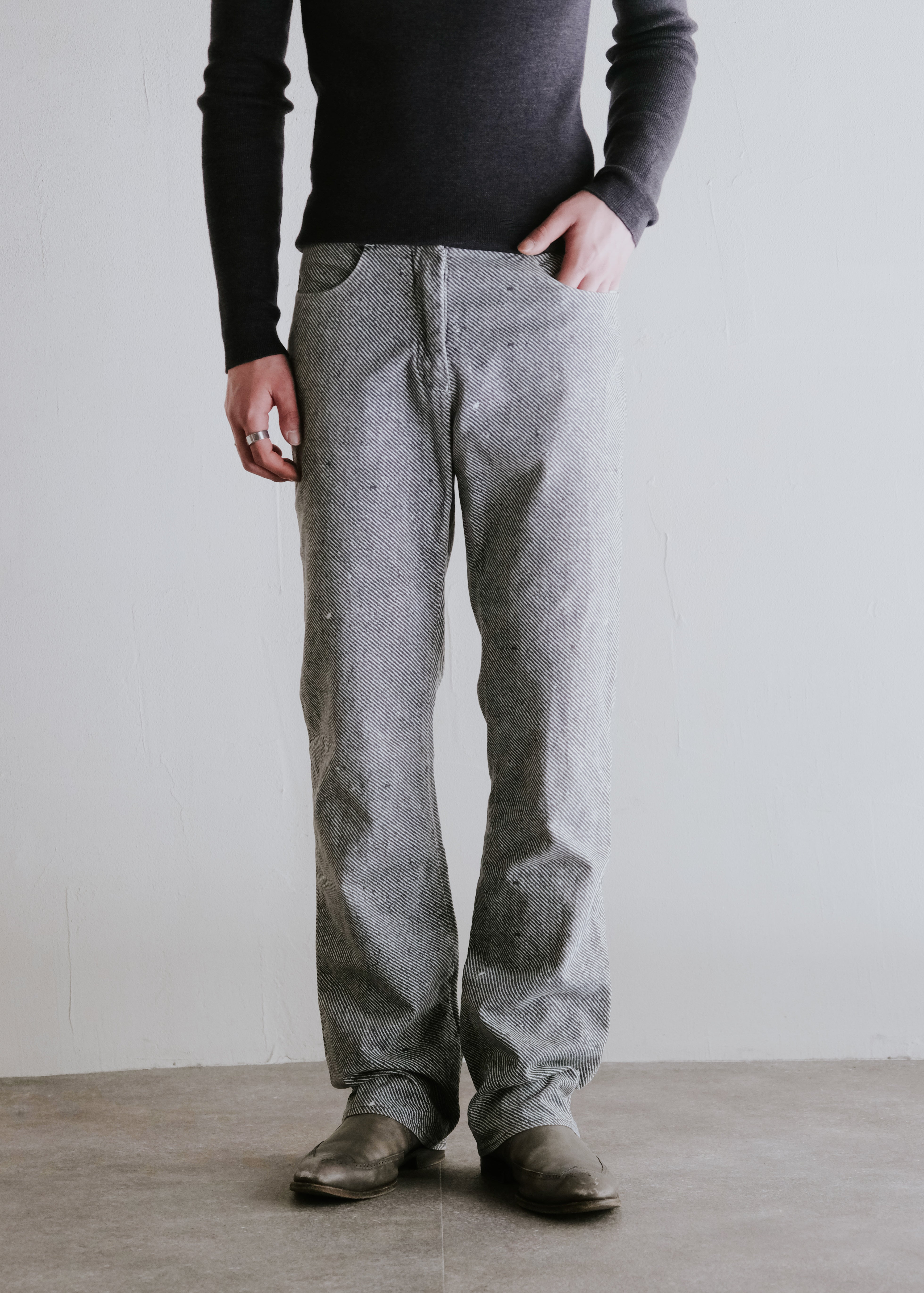 MARTIN MARGIELA マルタンマルジェラ 10 CORSO COMO テンコルソコモ 別注 ⑥ 2004SS スリム ストライプ ブーツカット コットントラウザー アーカイブ ヴィンテージ メンズ