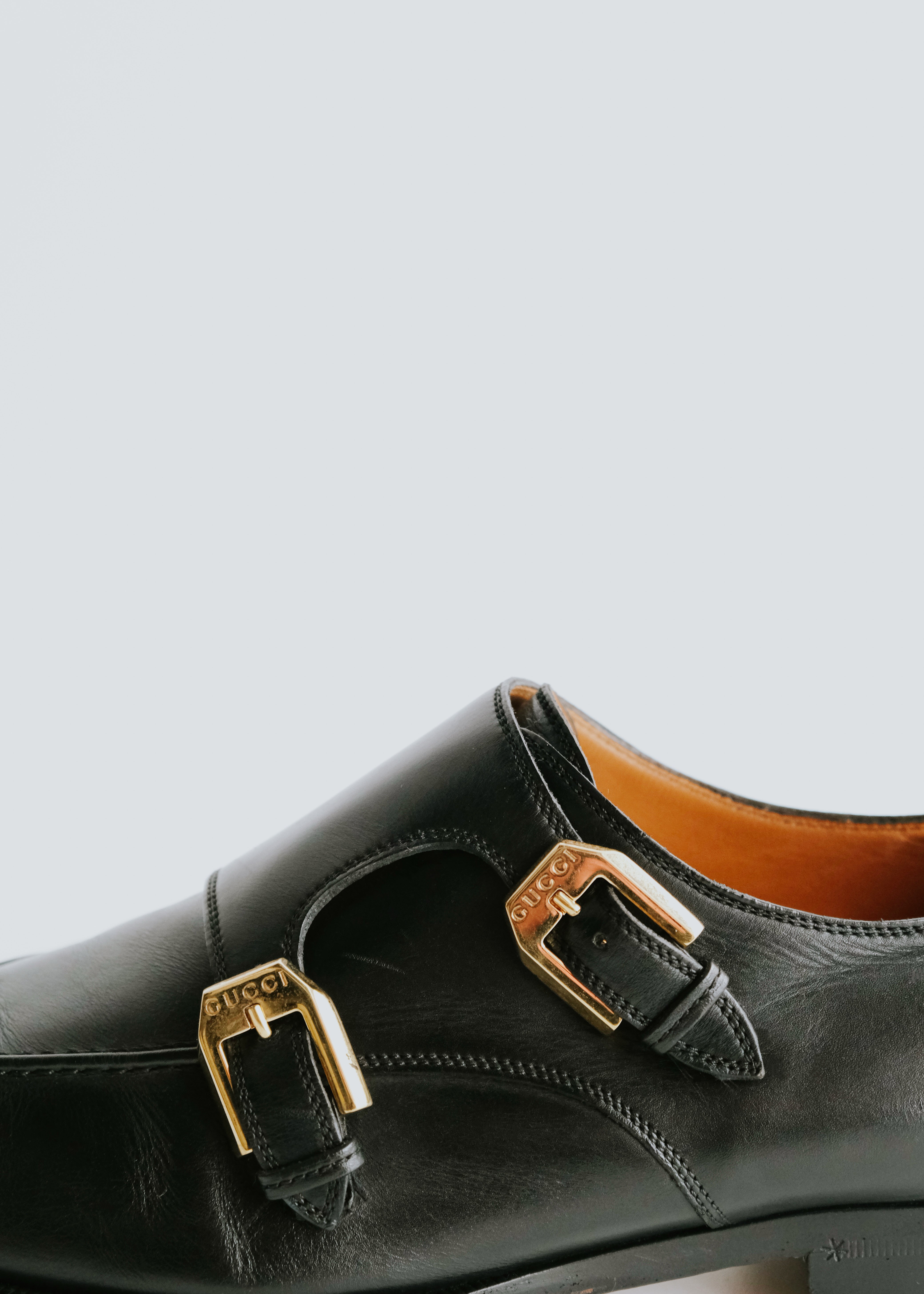 GUCCI double monk strap leather shoes