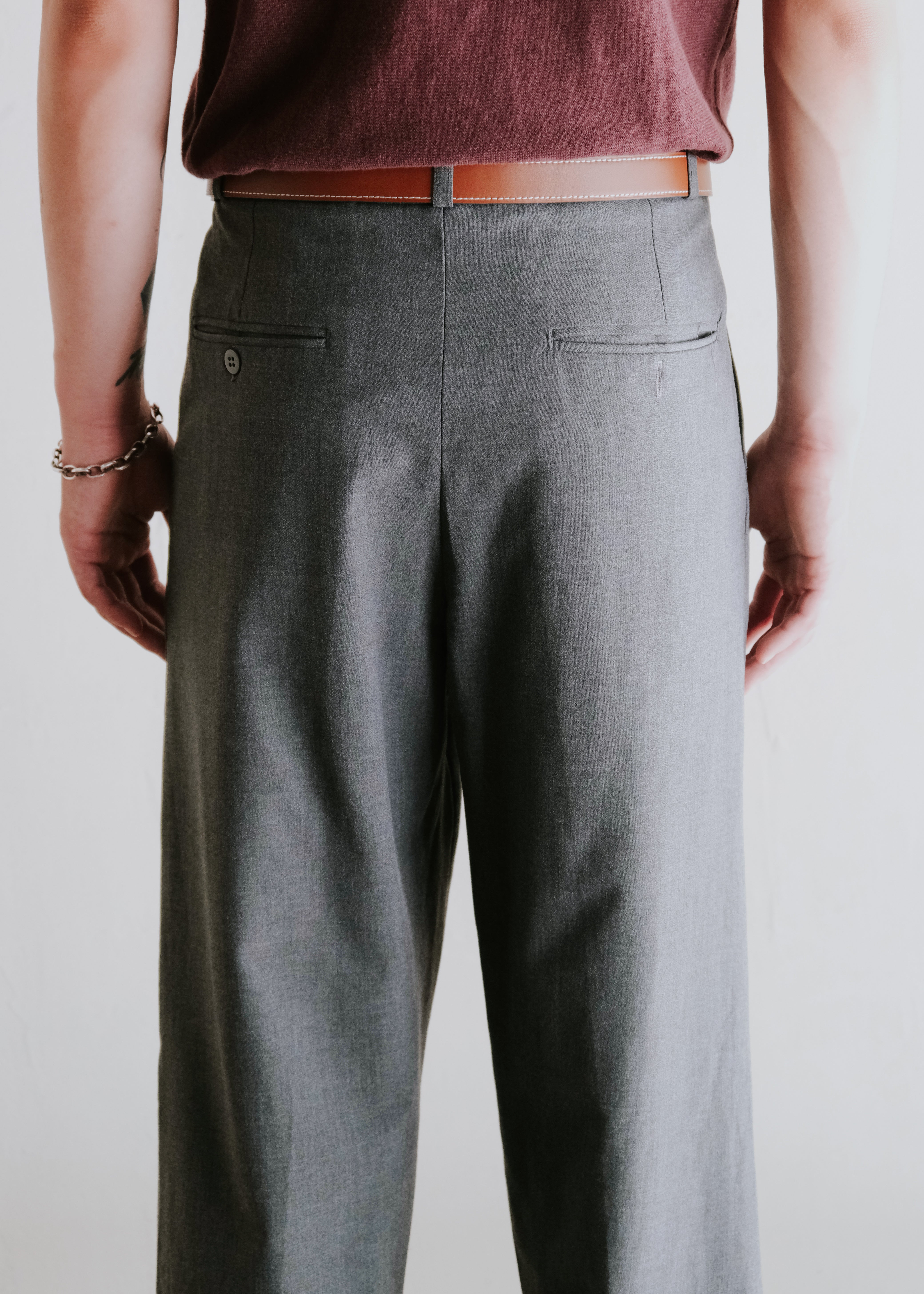 Tucked wide tapered slacks