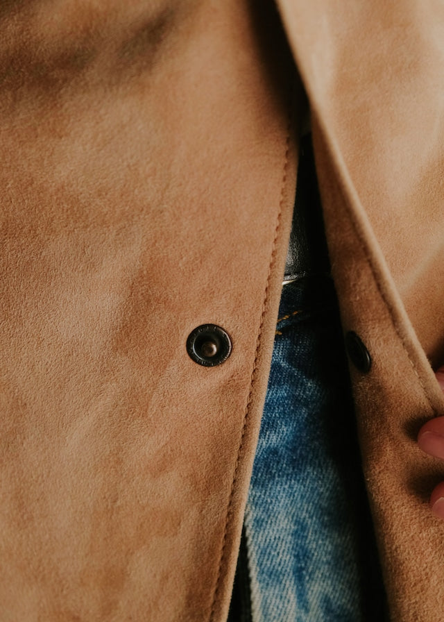 10's RUFFO suede leather snap button shirt
