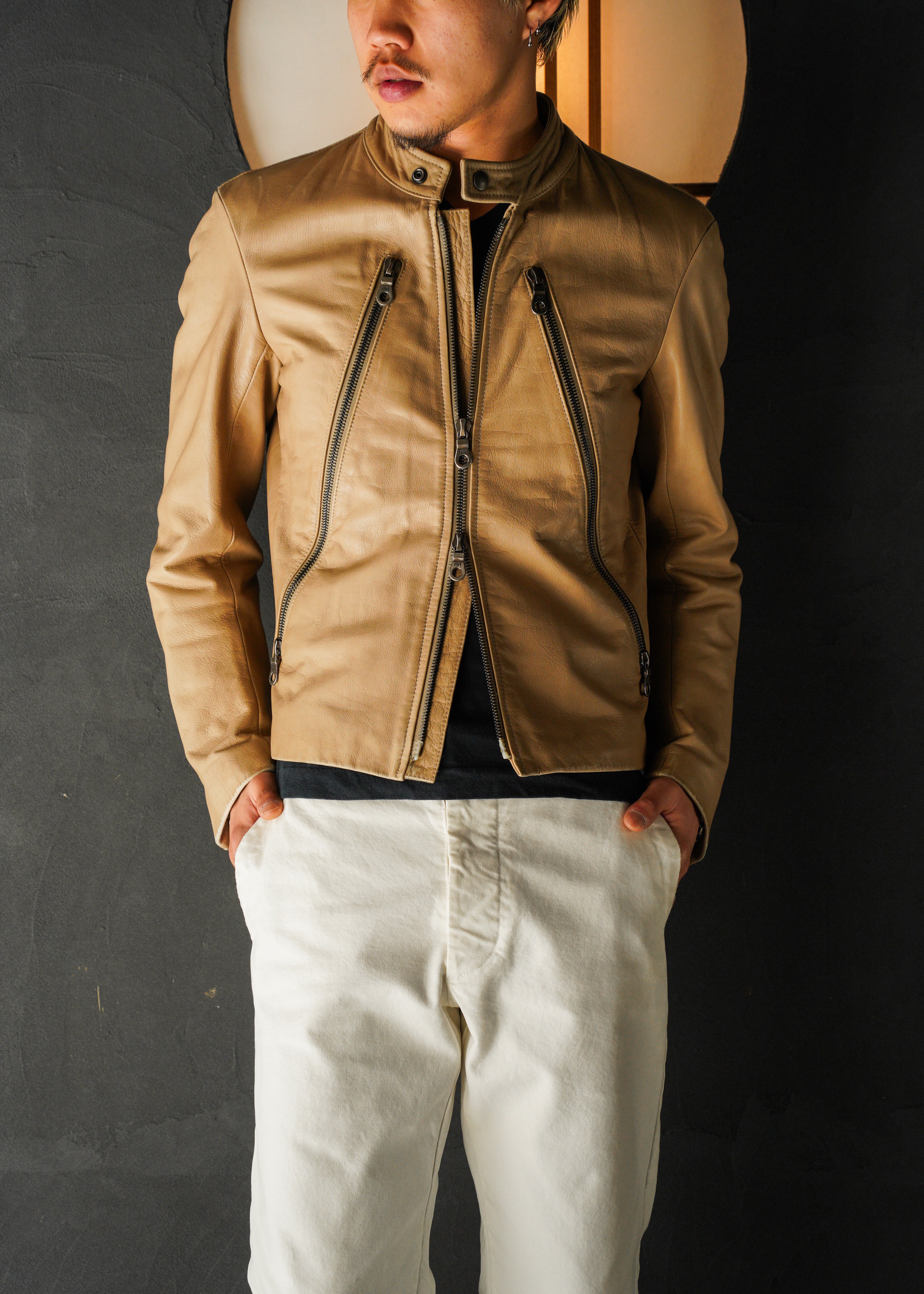 Martin Margiela 08SS 5 zip leather riders jacket
