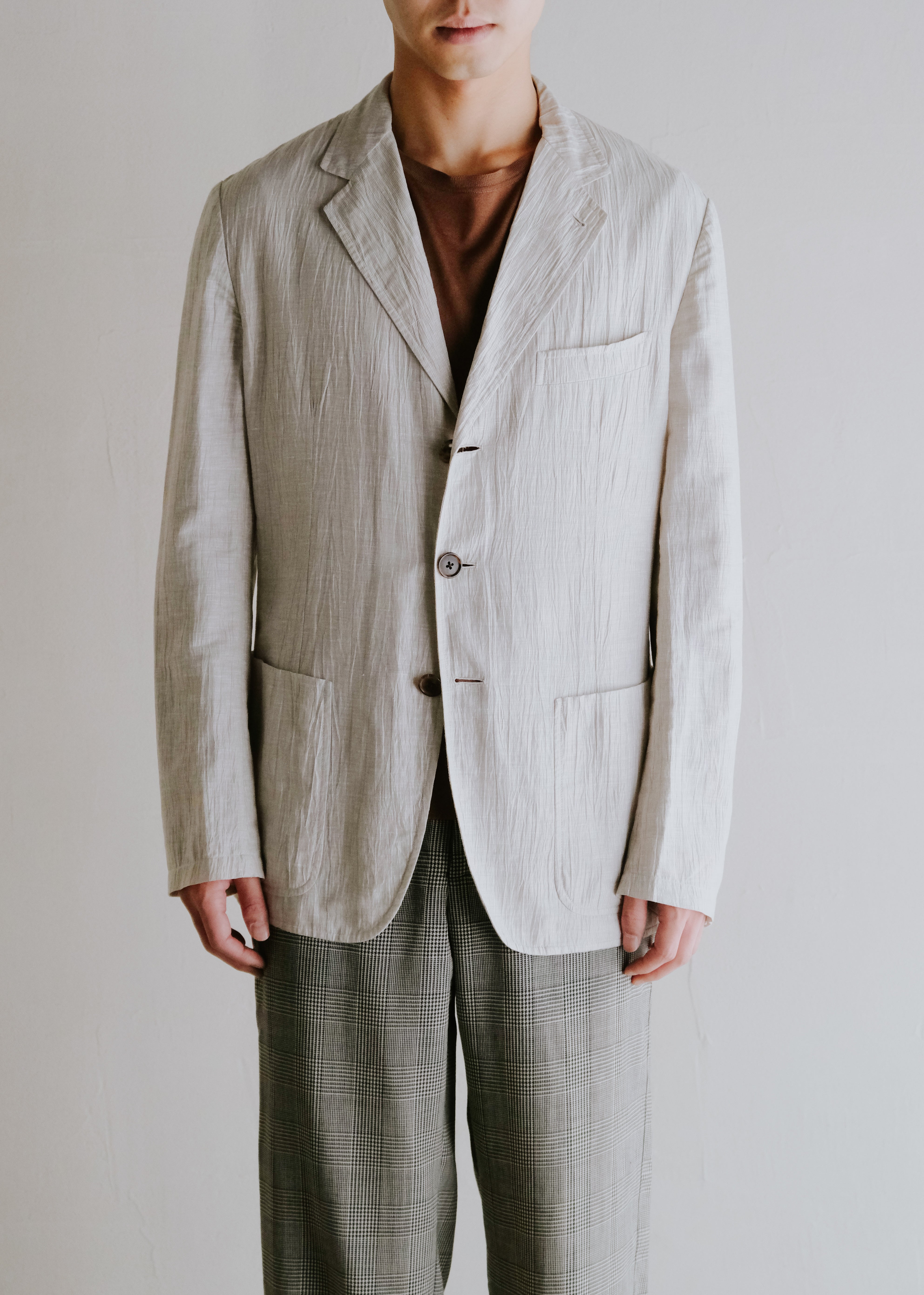 10's- HERMÈS ripple textured 3B tailored jacket