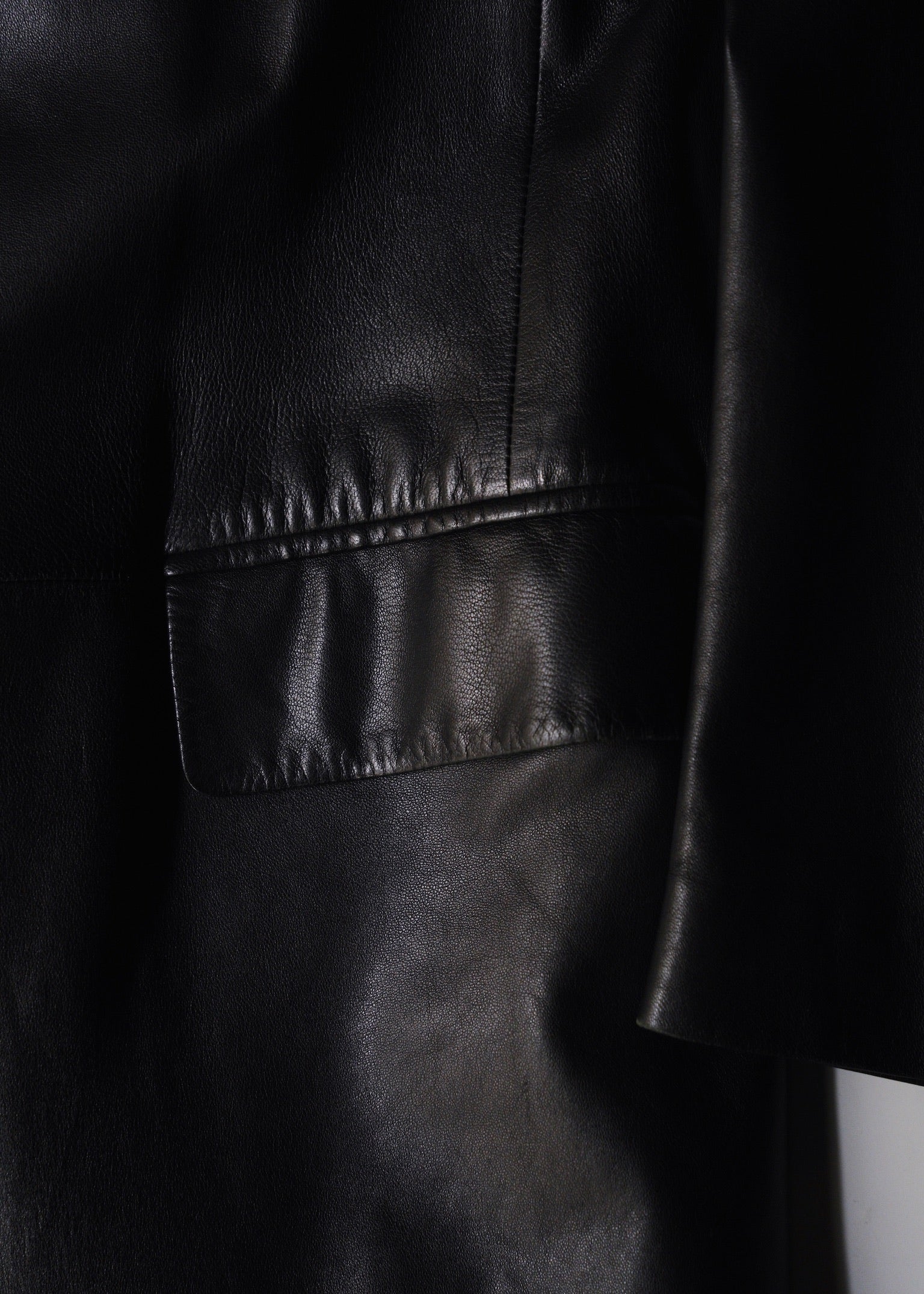 HELMUT LANG fly front leather chesterfield coat