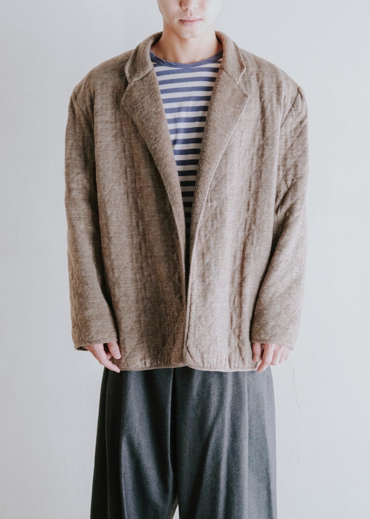 -90's HERMÈS open front quilted lapel jacket