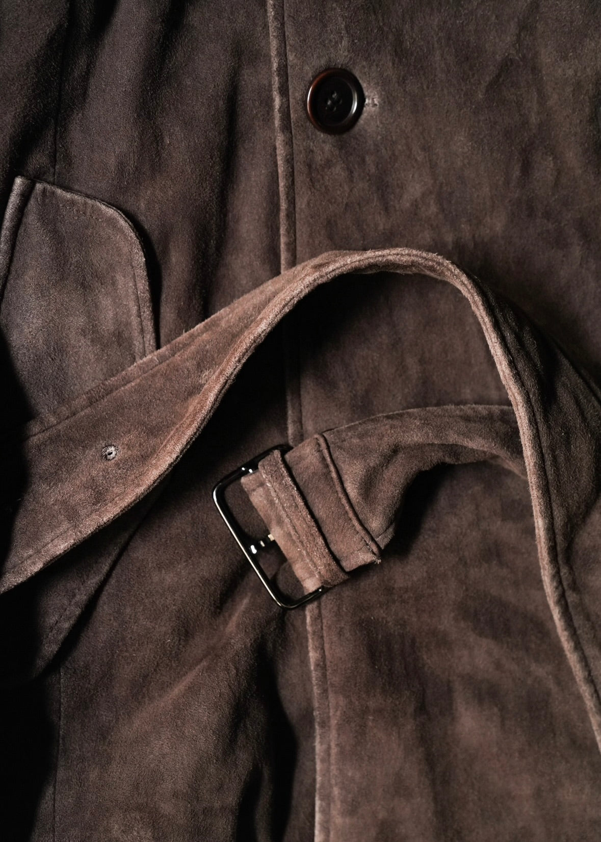 HELMUT LANG 05AW suede double breasted belted coat