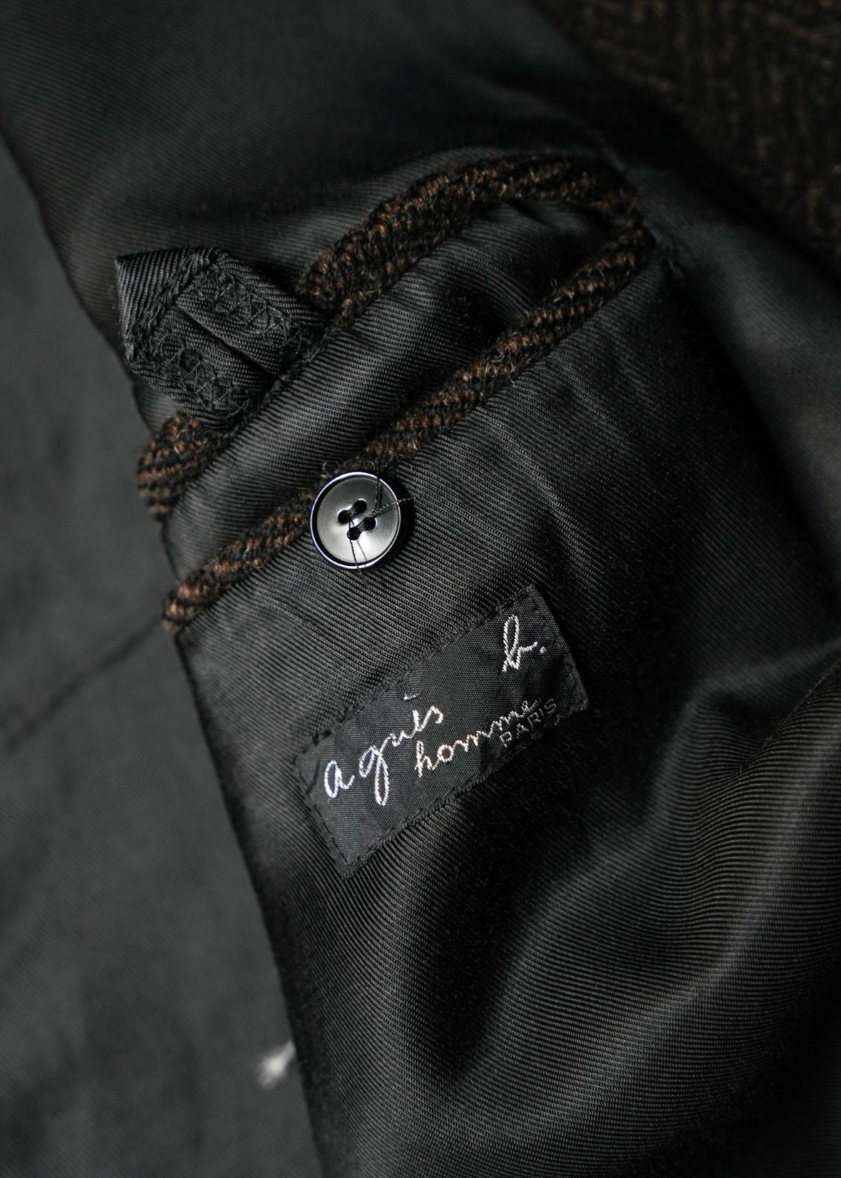 90’s agnes b. homme herringbone wool half coat