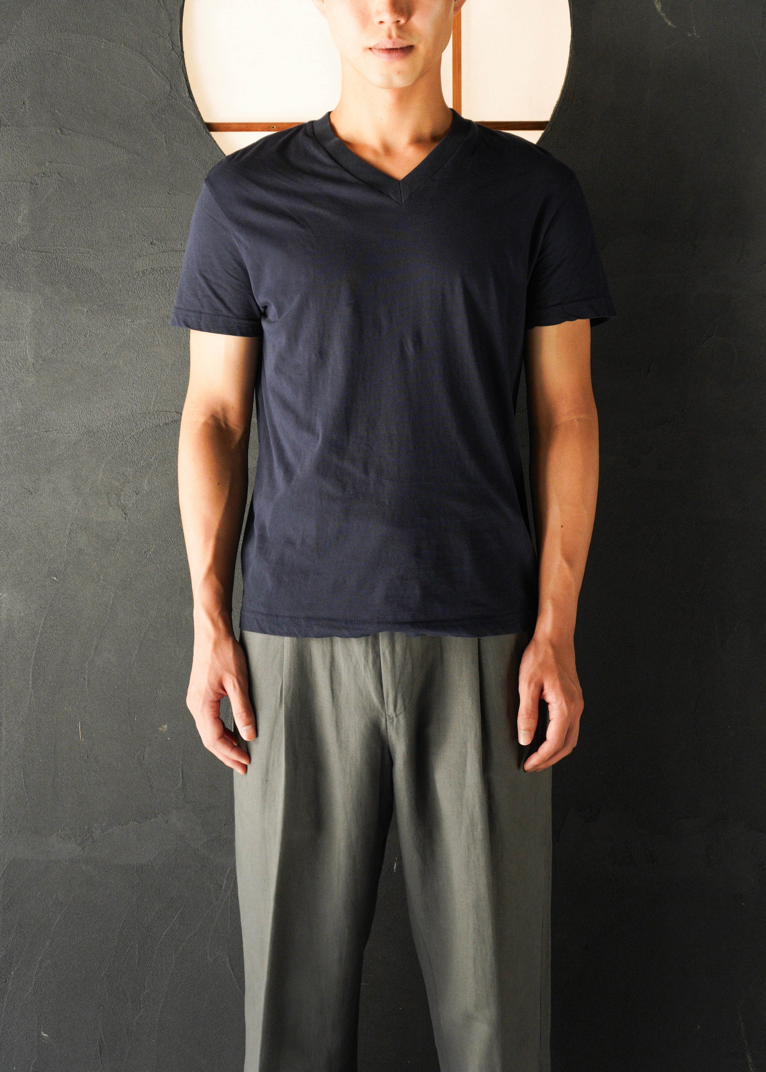 PRADA 2015 triangle patch v neck cotton T-shirt
