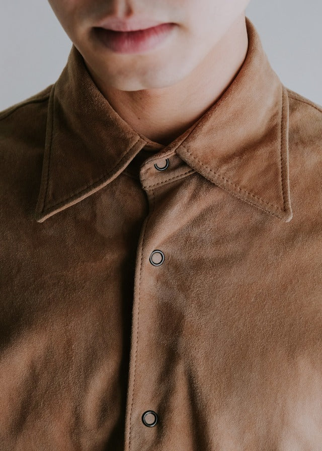 10's RUFFO suede leather snap button shirt