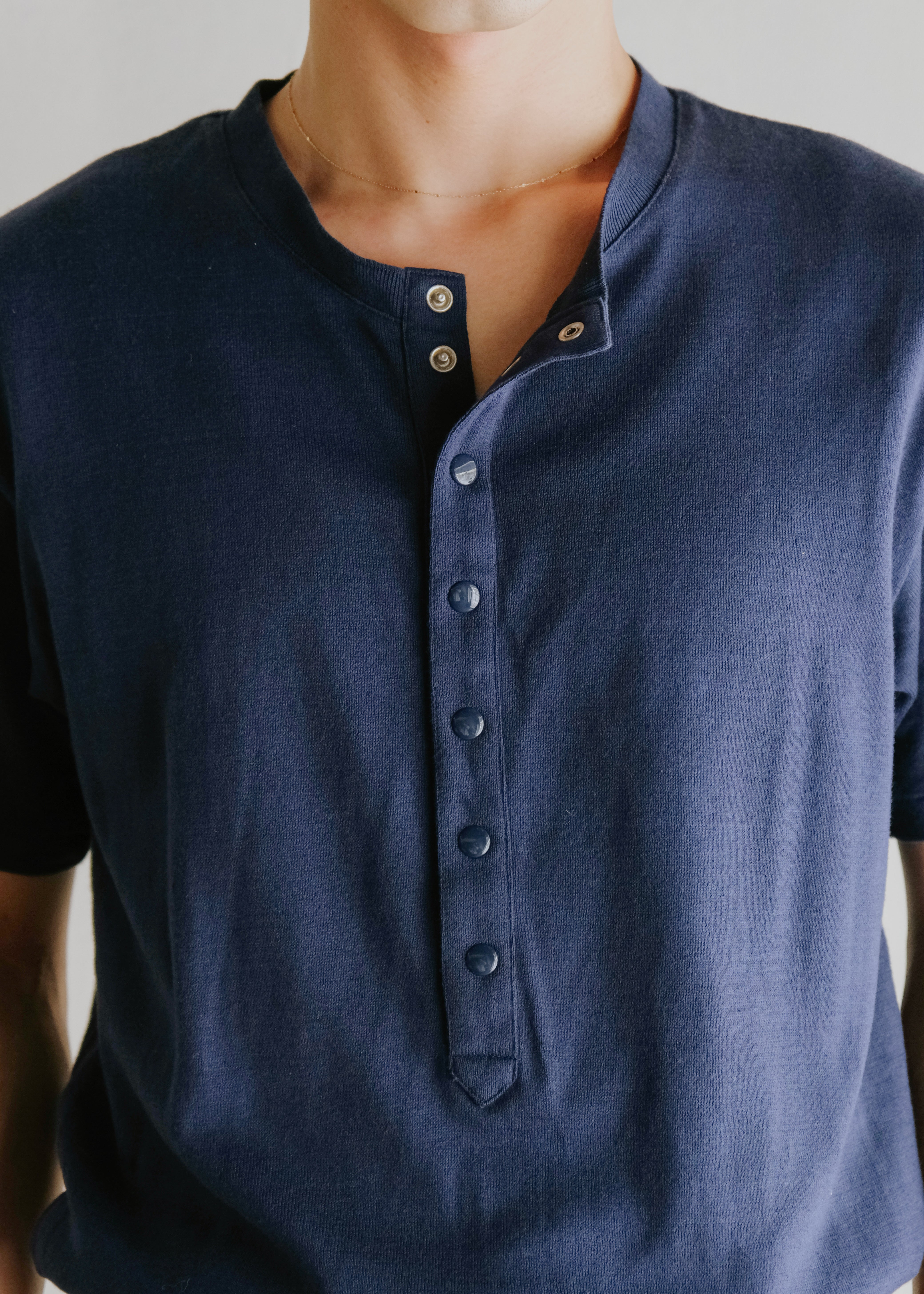 Y‘s for men 14SS multiple snap button cotton henry neck shirt