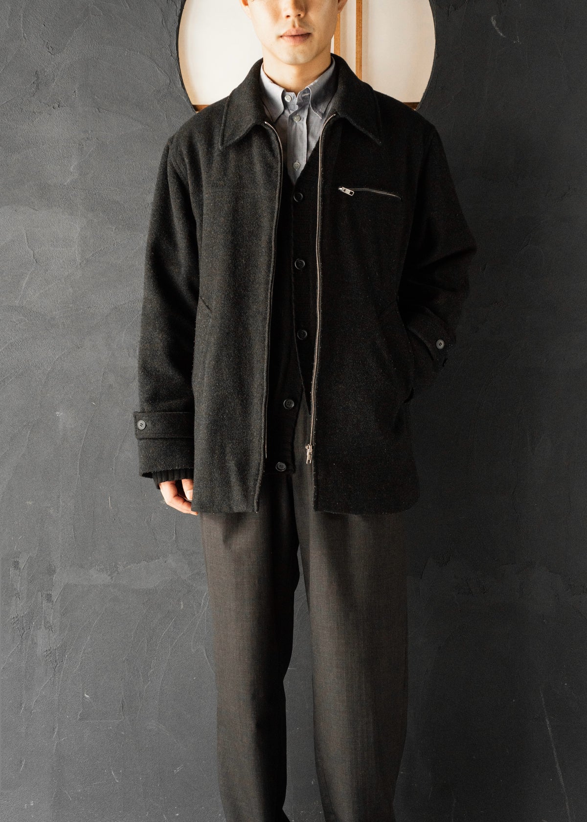 90's agnes b. homme zip up wool blouson