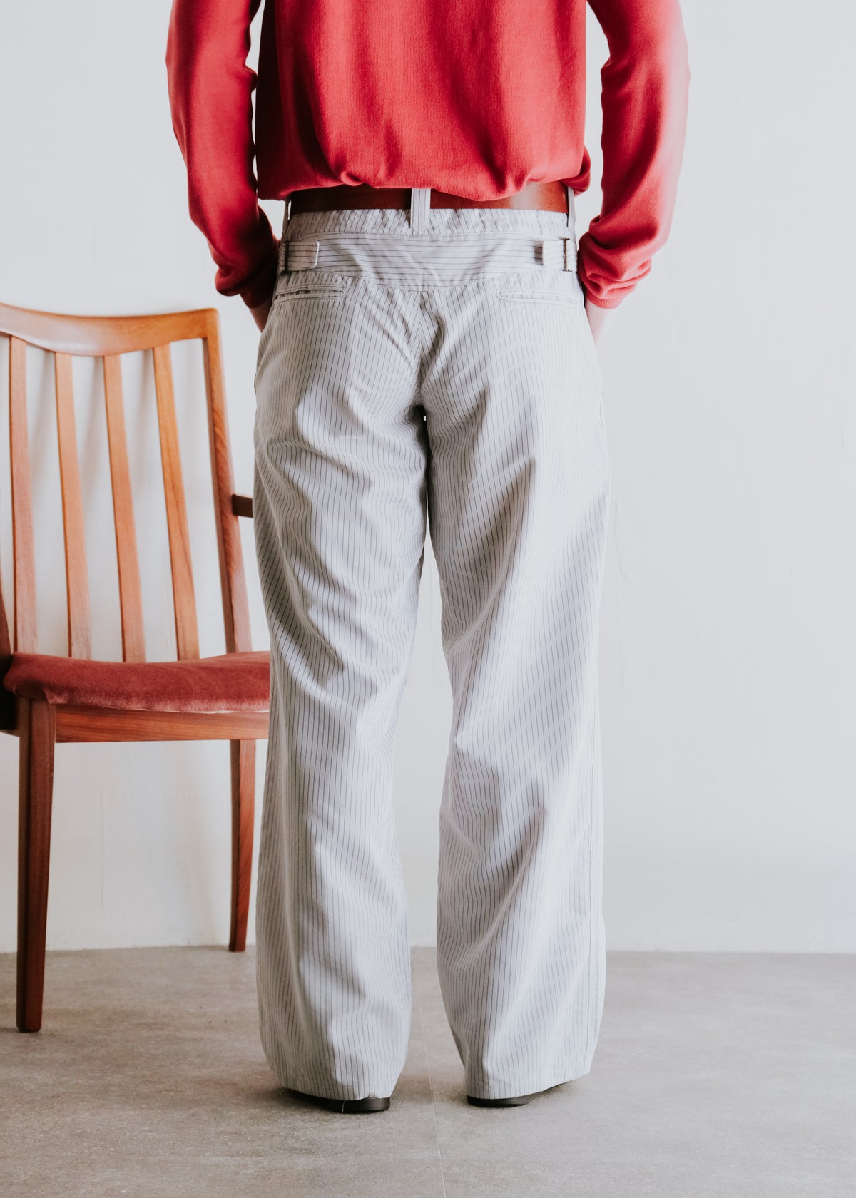 00's EMPORIO ARMANI striped wide buggy modal trousers