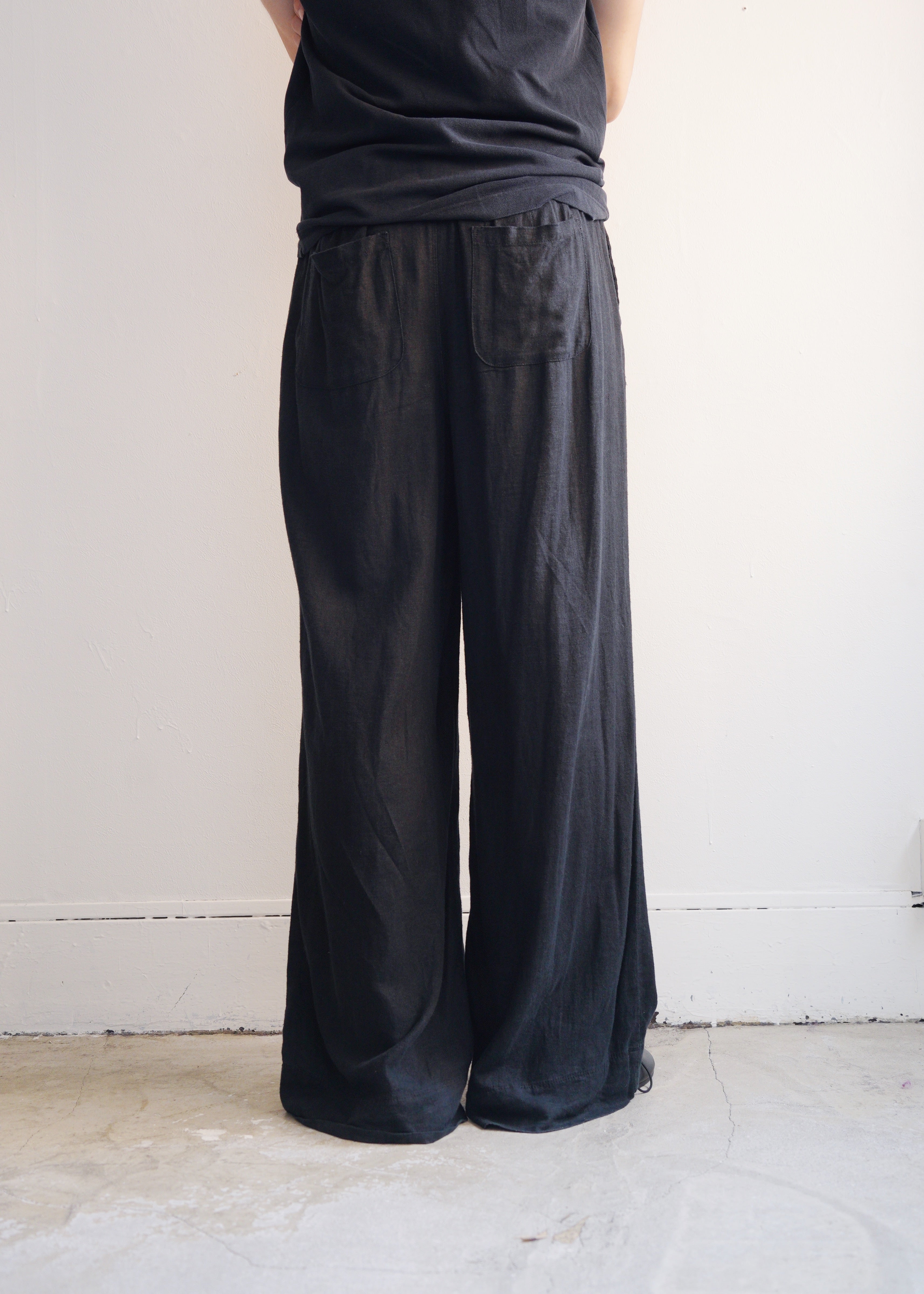 00's Linen rayon belted wide slacks