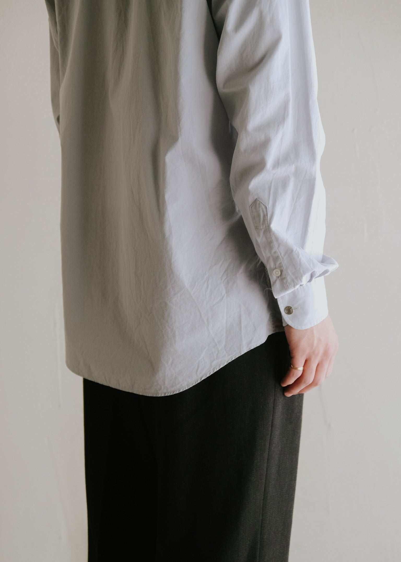 90's HERMÈS round cut hem regular collar shirt