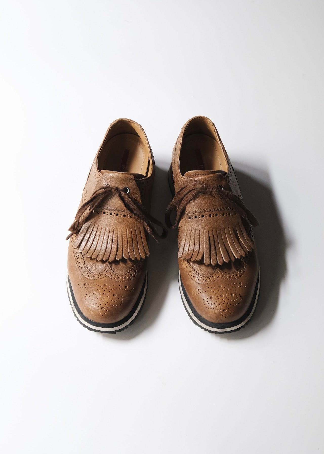 00's PRADA SPORT wingtip tassel leather sneakers