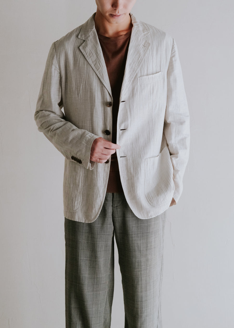 10's- HERMÈS ripple textured 3B tailored jacket