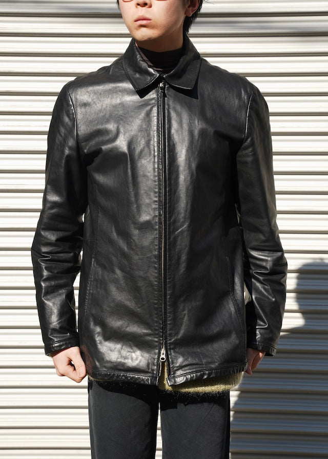 00's ARMANI EXCHANGE double zip leather jacket