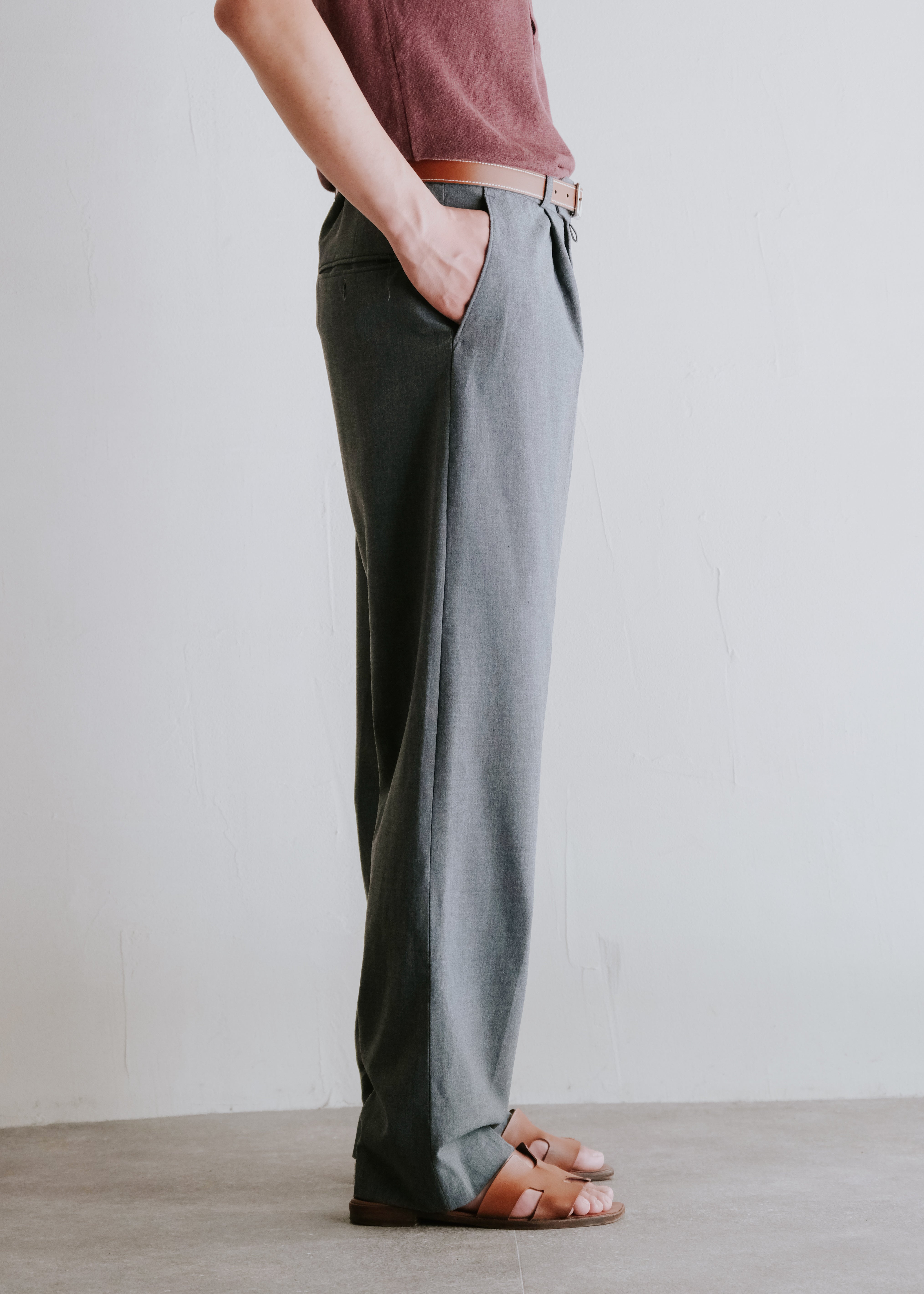 Tucked wide tapered slacks
