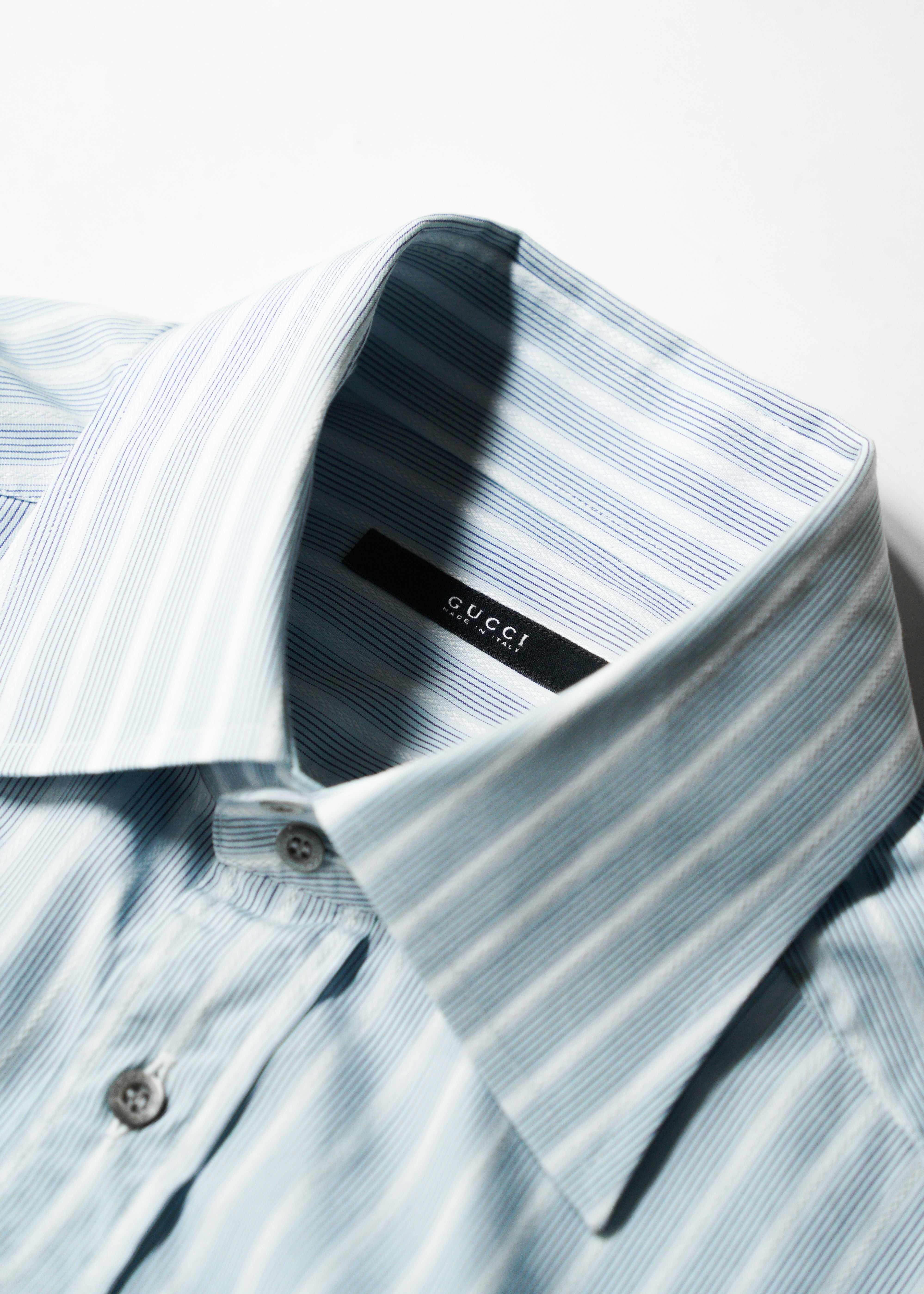 90-00’s GUCCI wide collar stripe cotton shirt