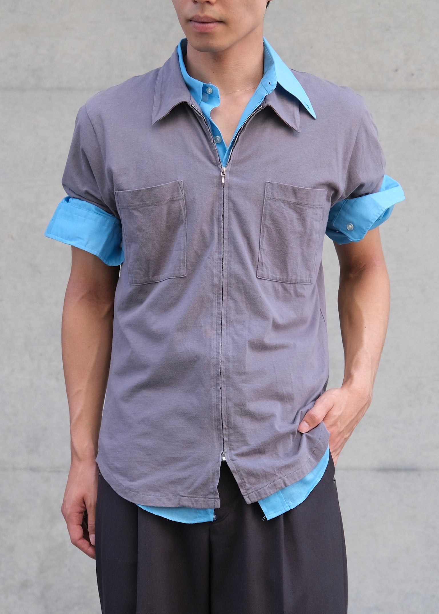 90's agnes b. homme half zip polo shirt