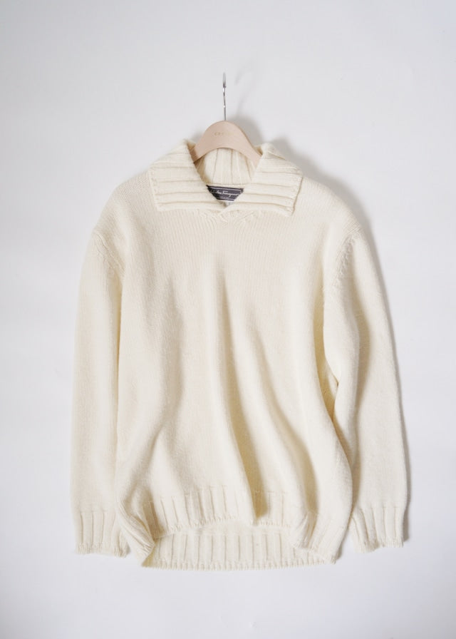 90's Salvatore Ferragamo open collar loose knit