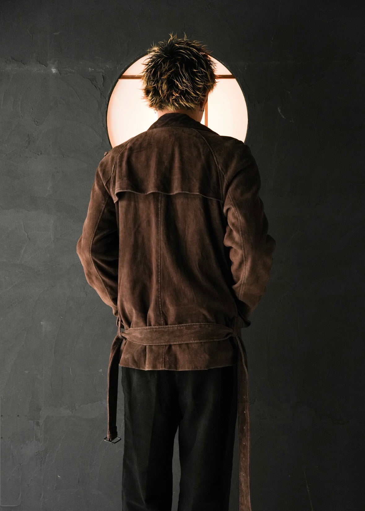 HELMUT LANG 05AW suede double breasted belted coat