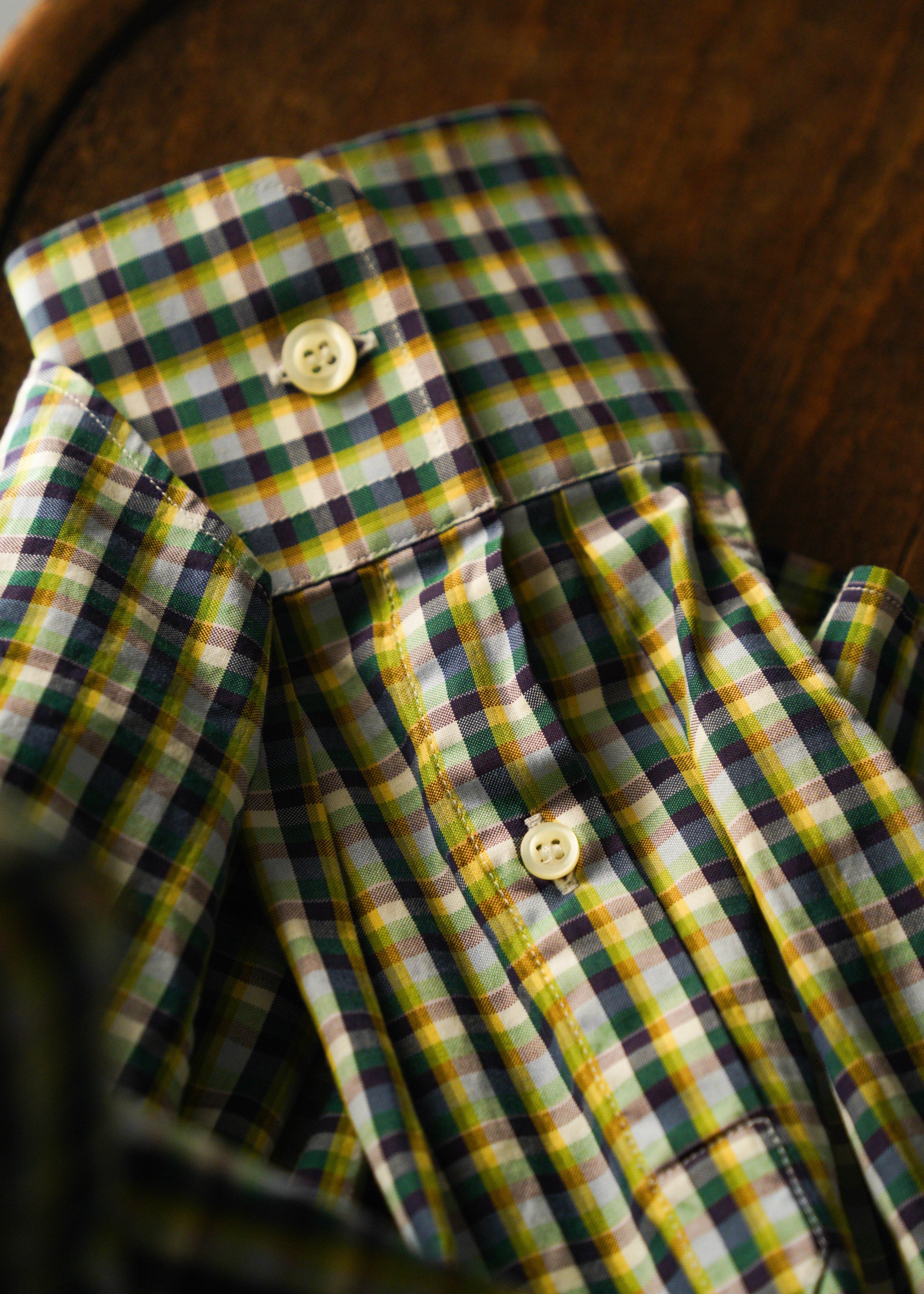 PRADA multi color check regular collar cotton shirt