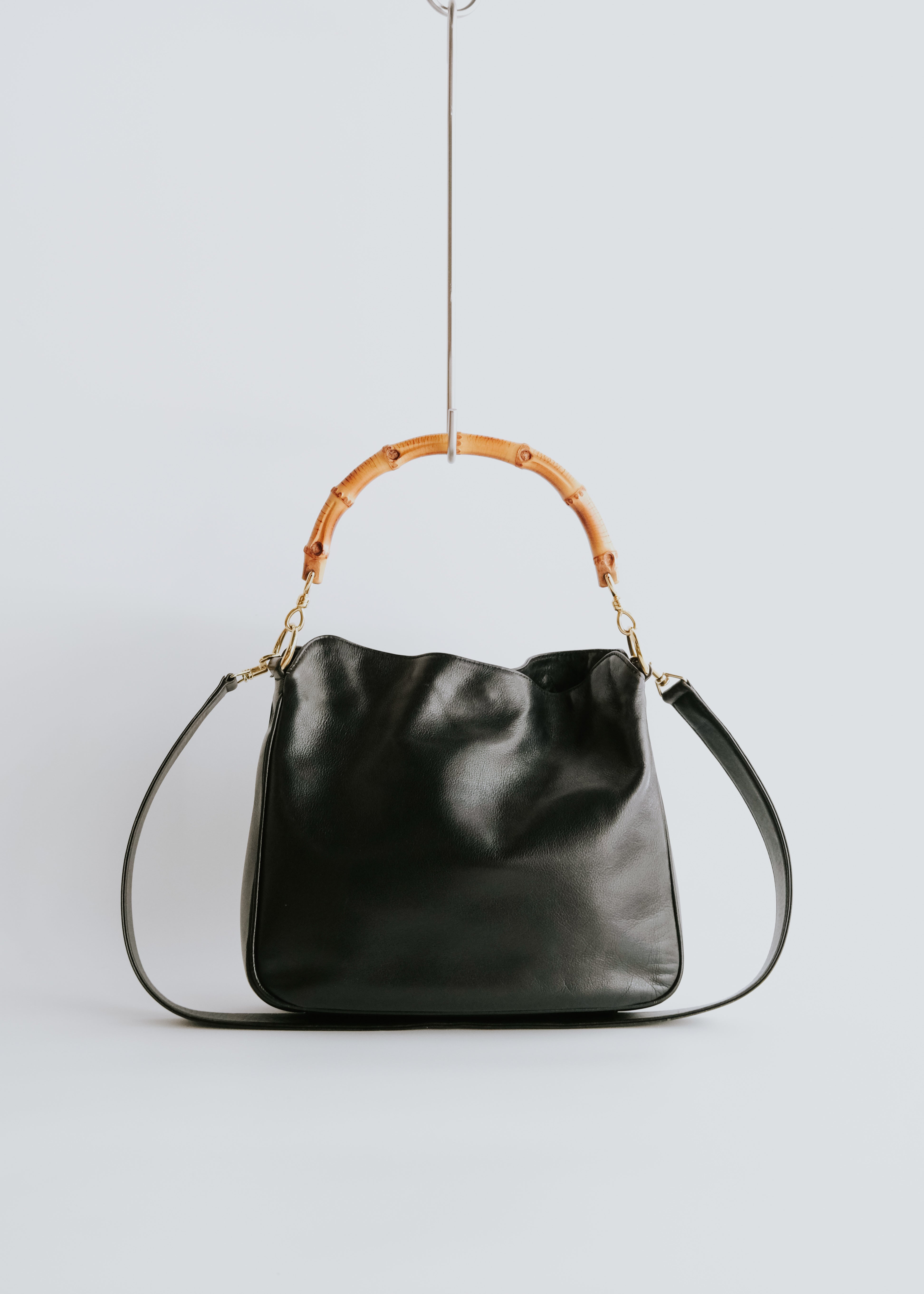 GUCCI 2way leather shoulder bag with bamboo handle