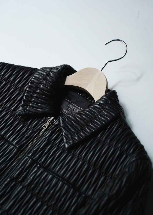 PRADA 06AW double zip pleats leather jacket