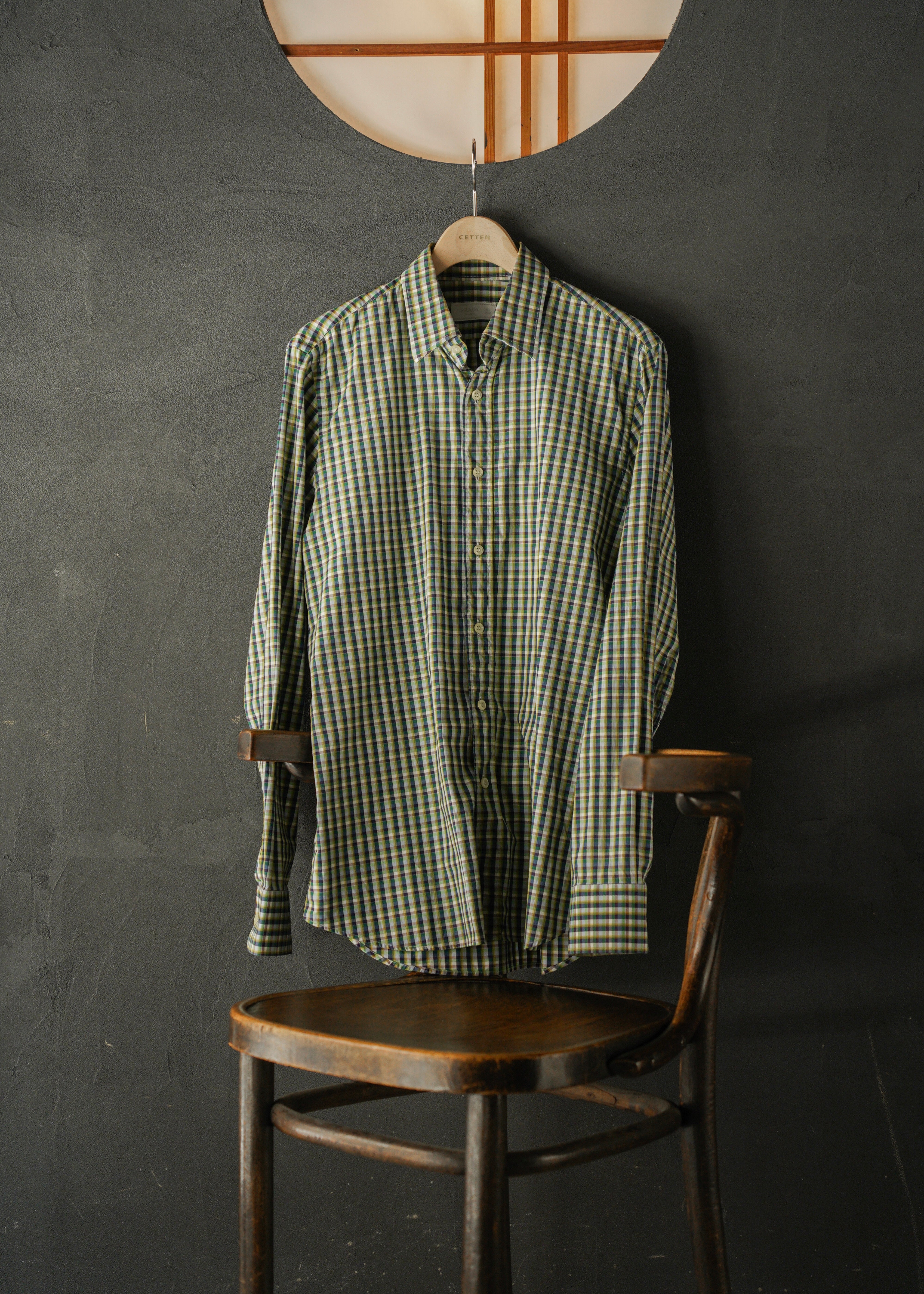 PRADA multi color check regular collar cotton shirt