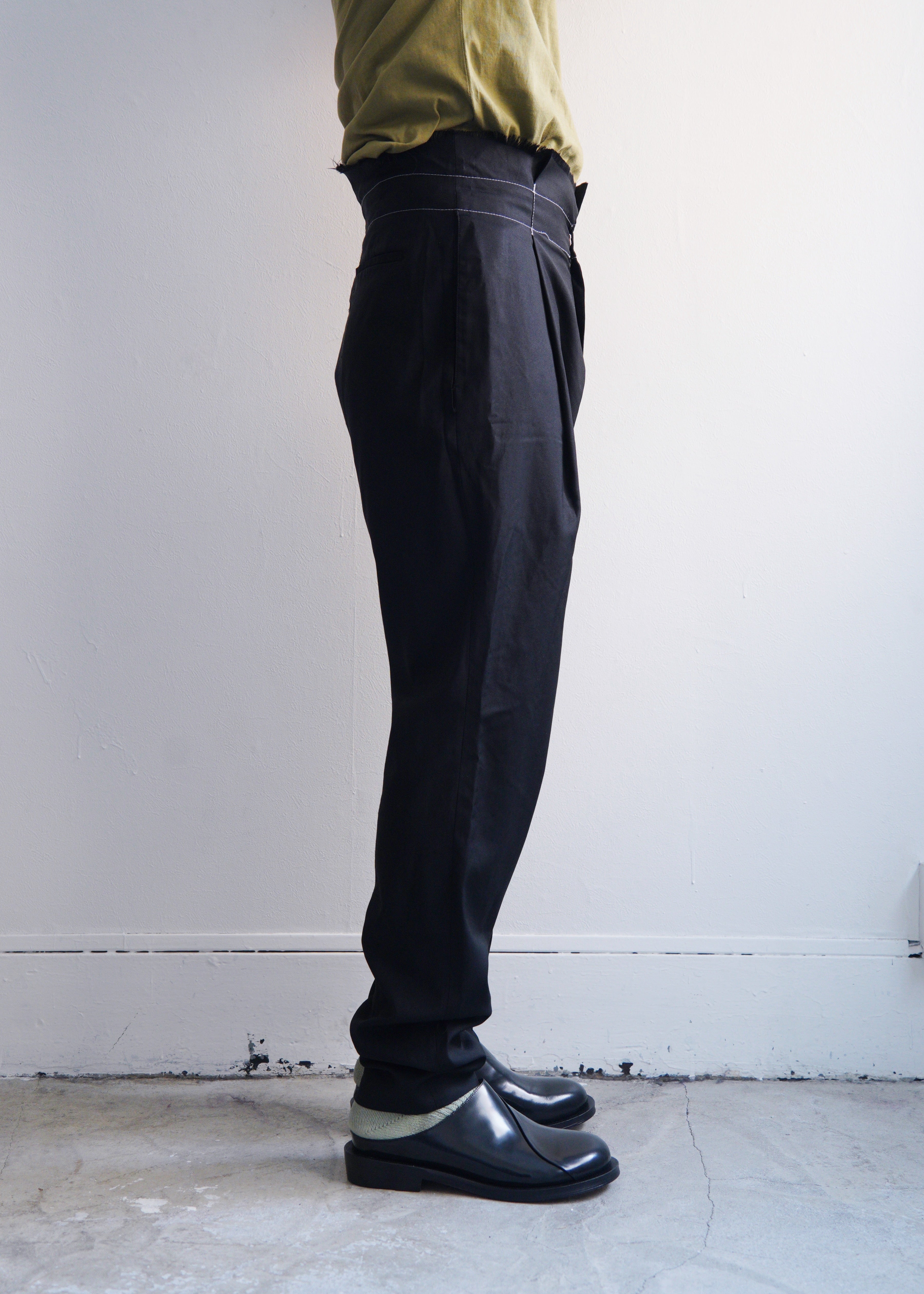 00's KRISVANASSCHE wool stitch wide tapered slacks