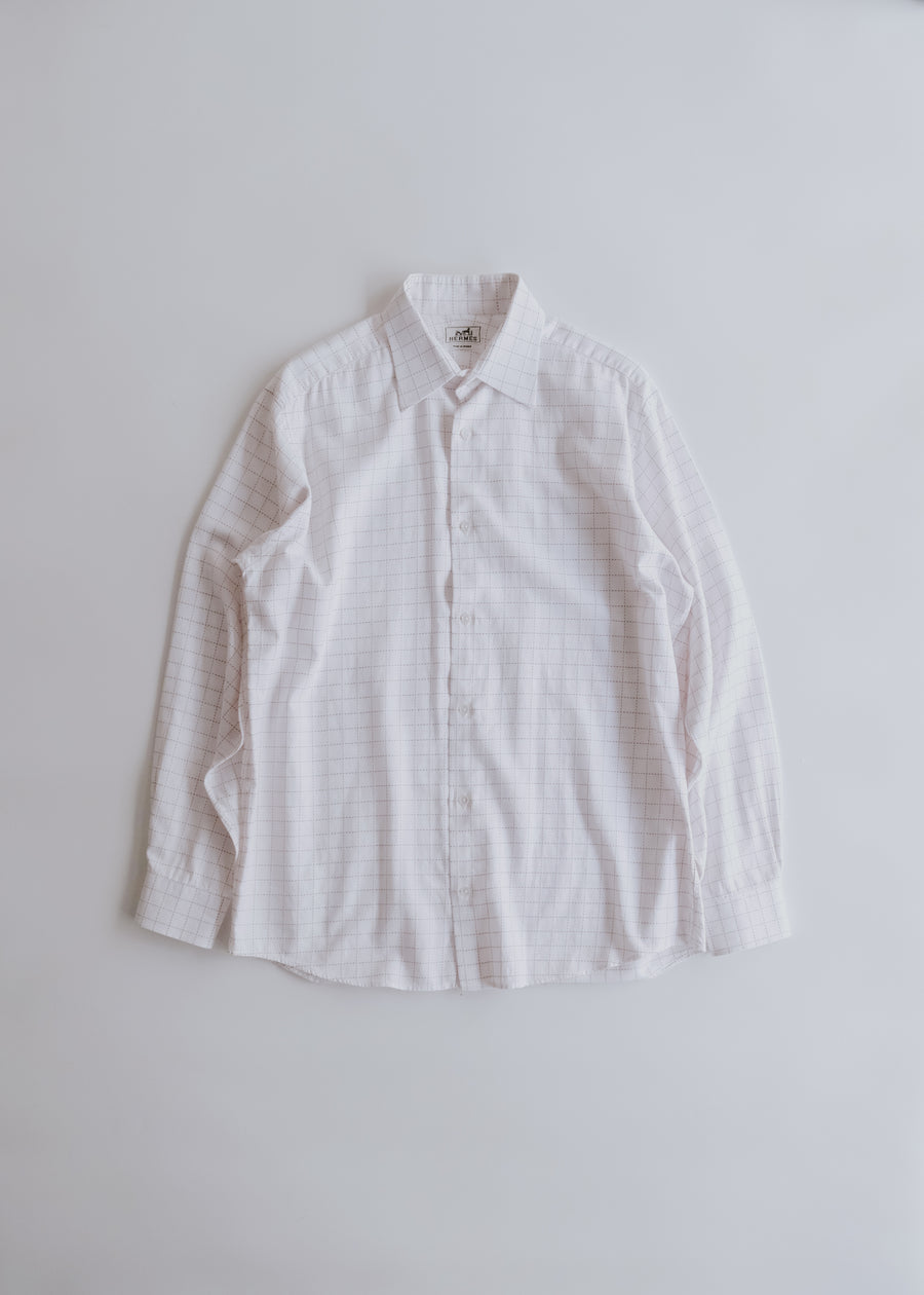90's HERMÈS windowpane check regular collar shirt