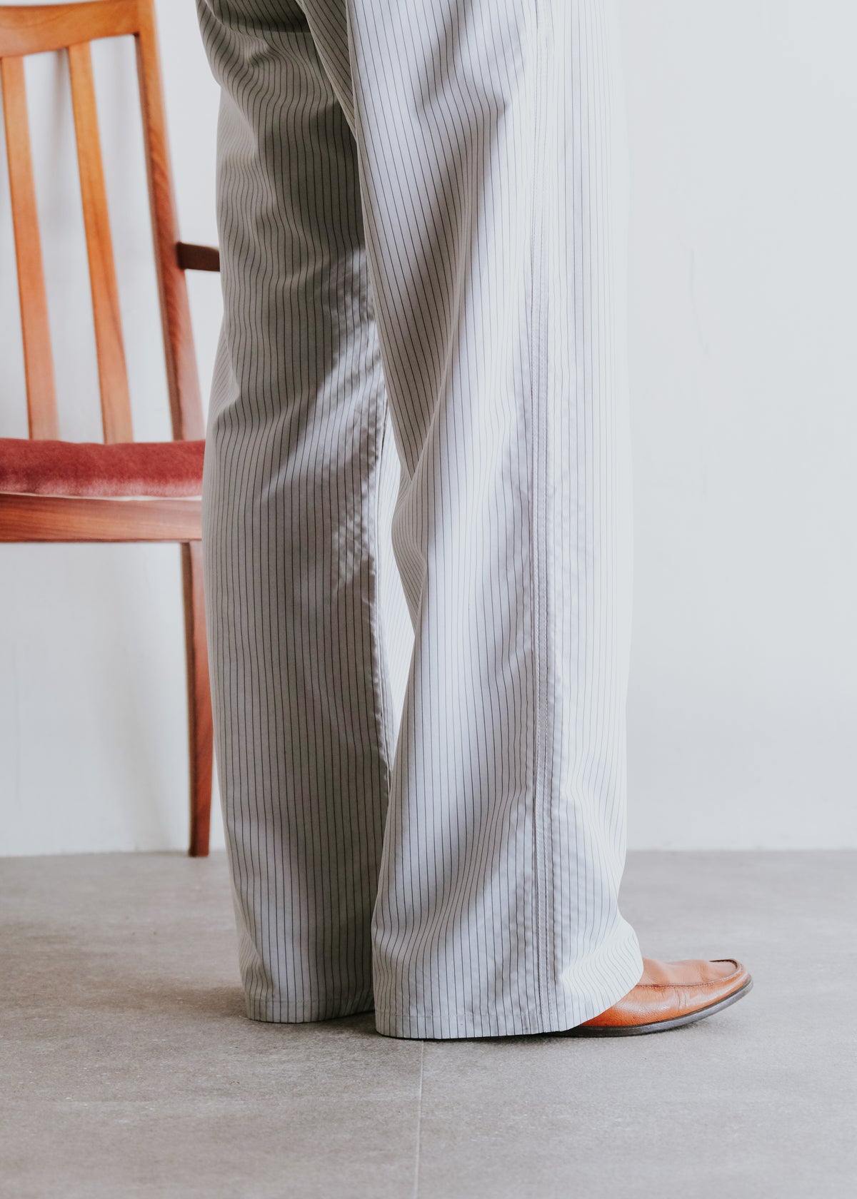 00's EMPORIO ARMANI striped wide buggy modal trousers