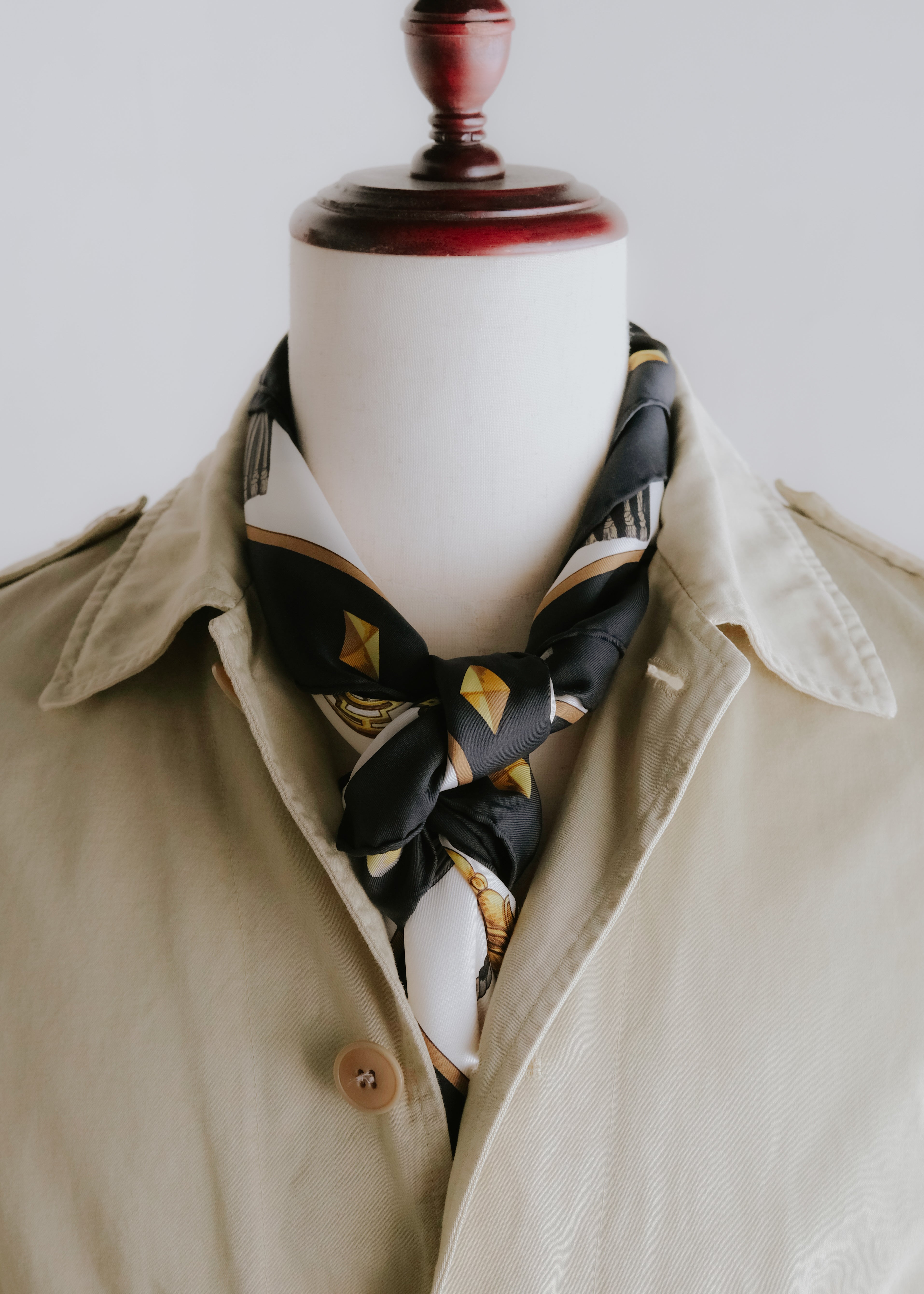 90-00's HERMÈS key pattern silk scarf