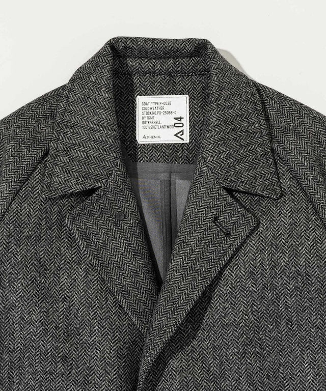 PHENIX by TKMT TYPE P-002A wool tweed balmacaan coat / Gray
