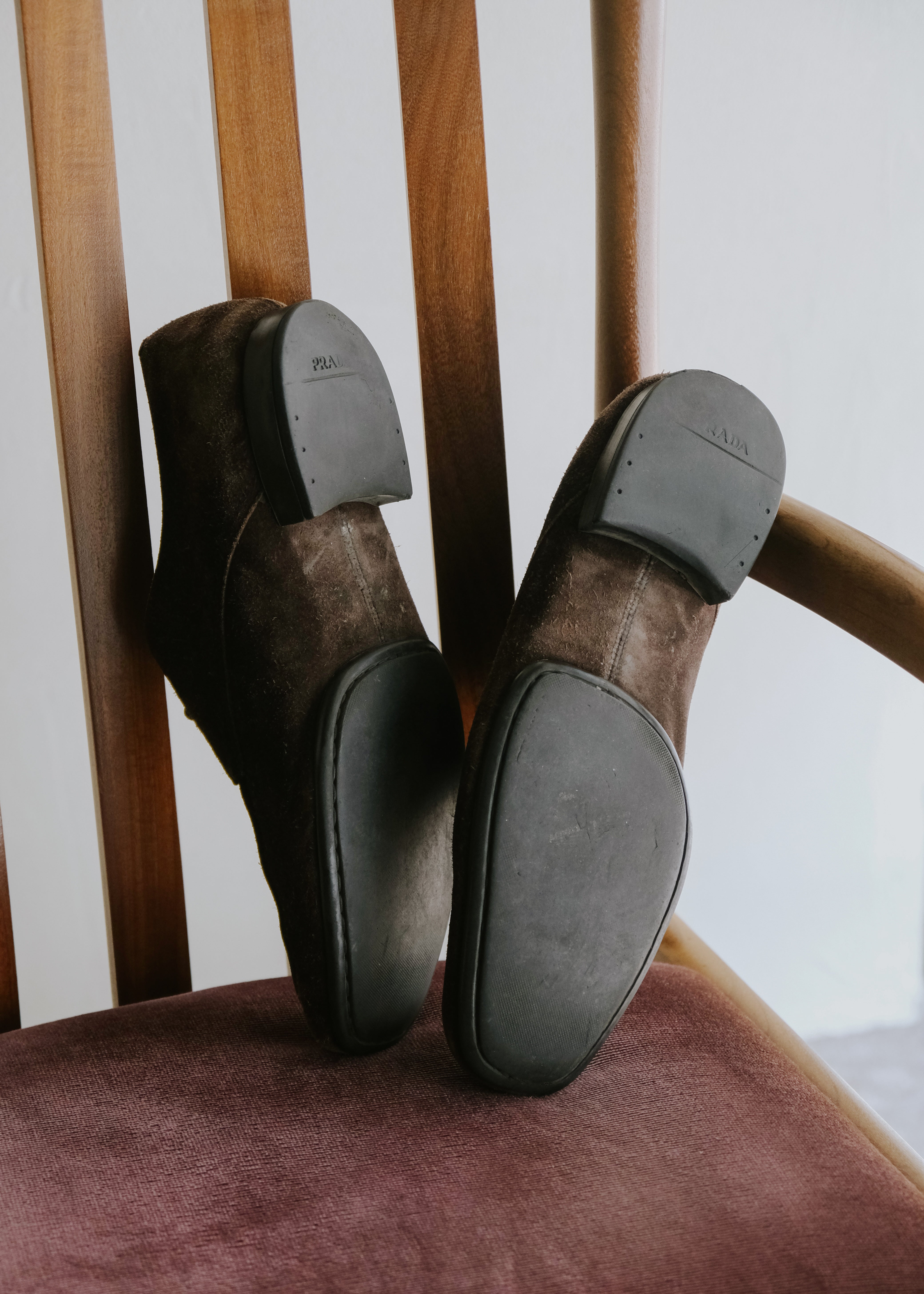 00's PRADA suede leather derby shoes