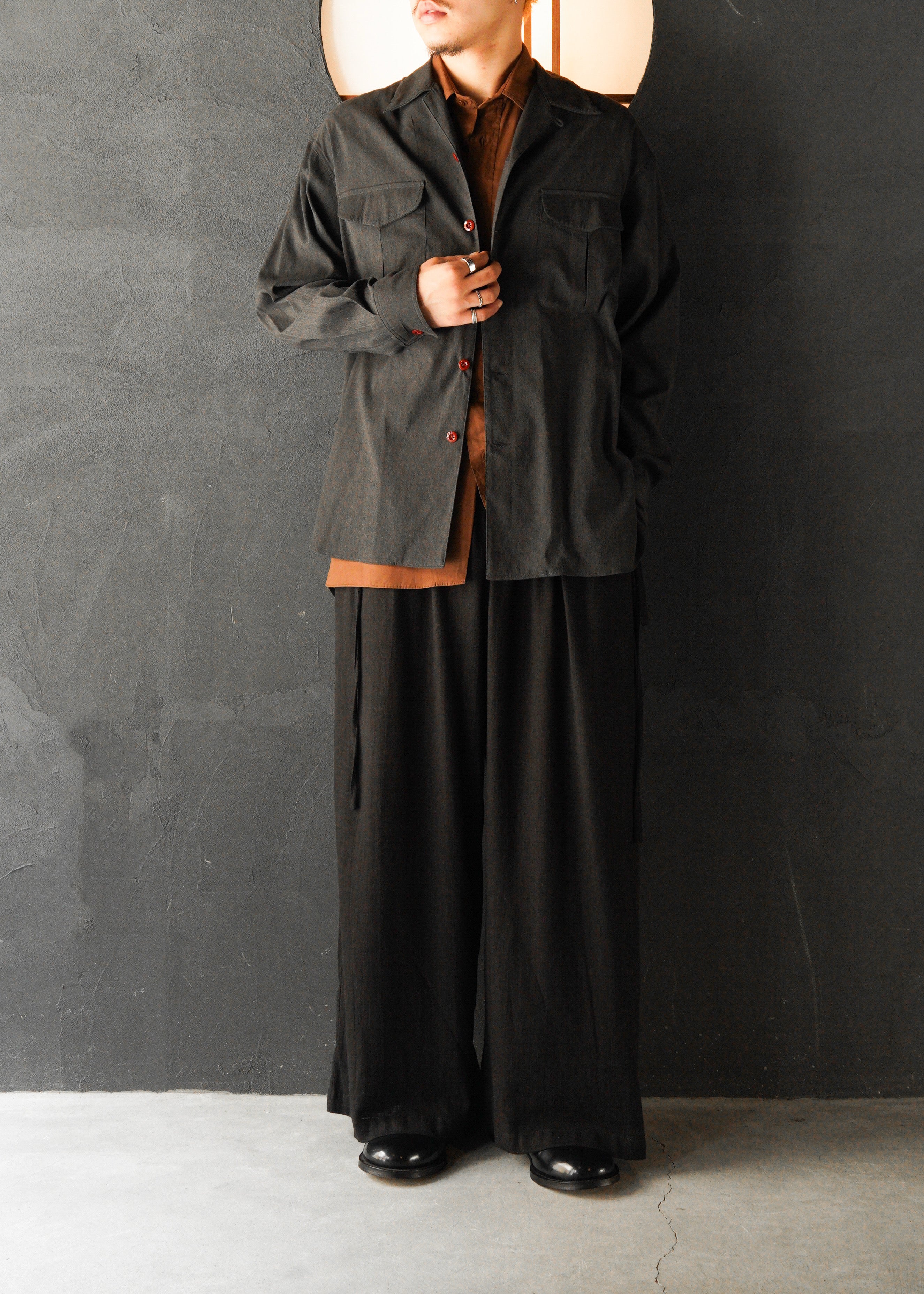 linen draw coded wide straight trousers