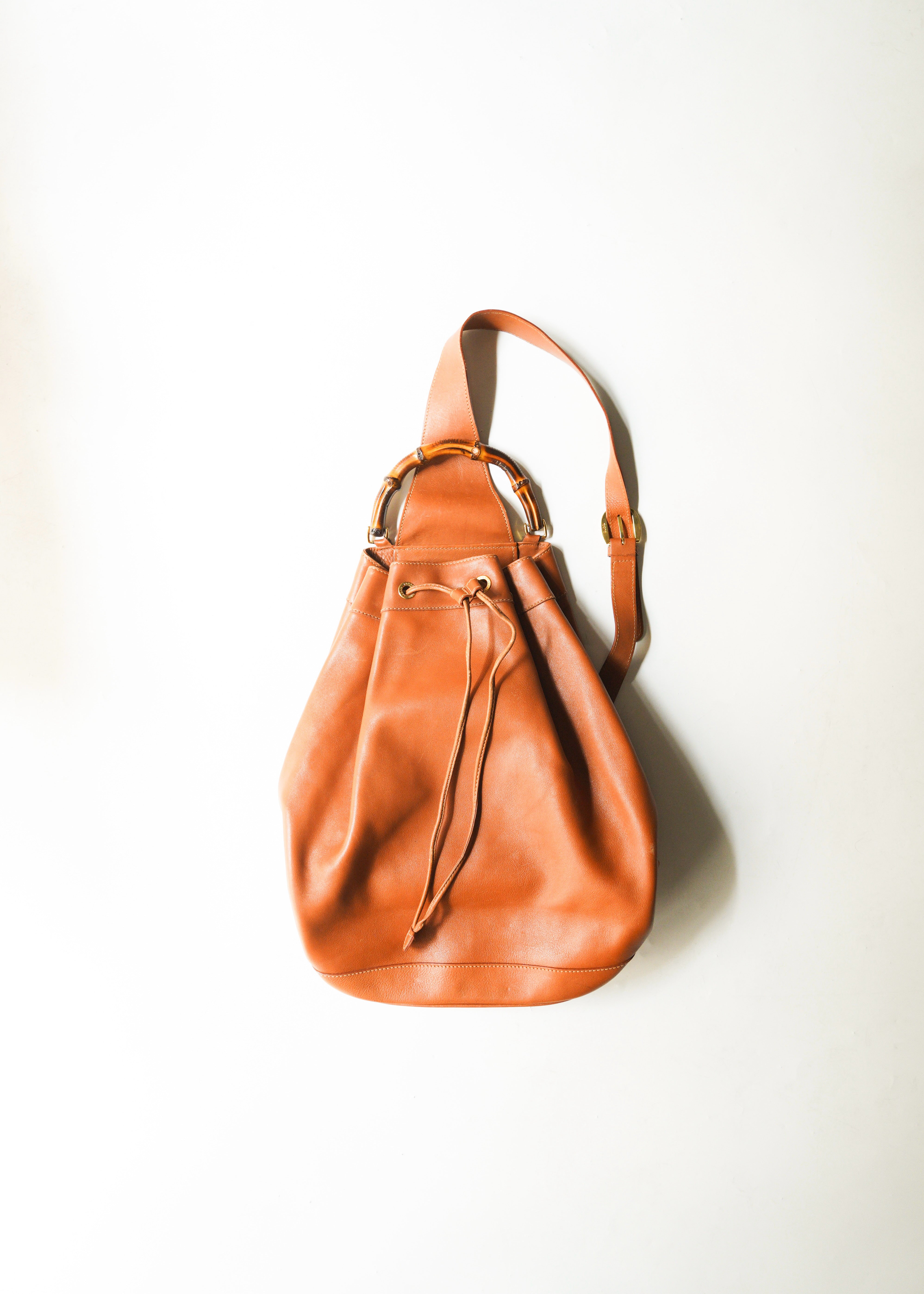 GUCCI グッチ 90-00年代 バンブー handle レザー ショルダーバッグ メンズ